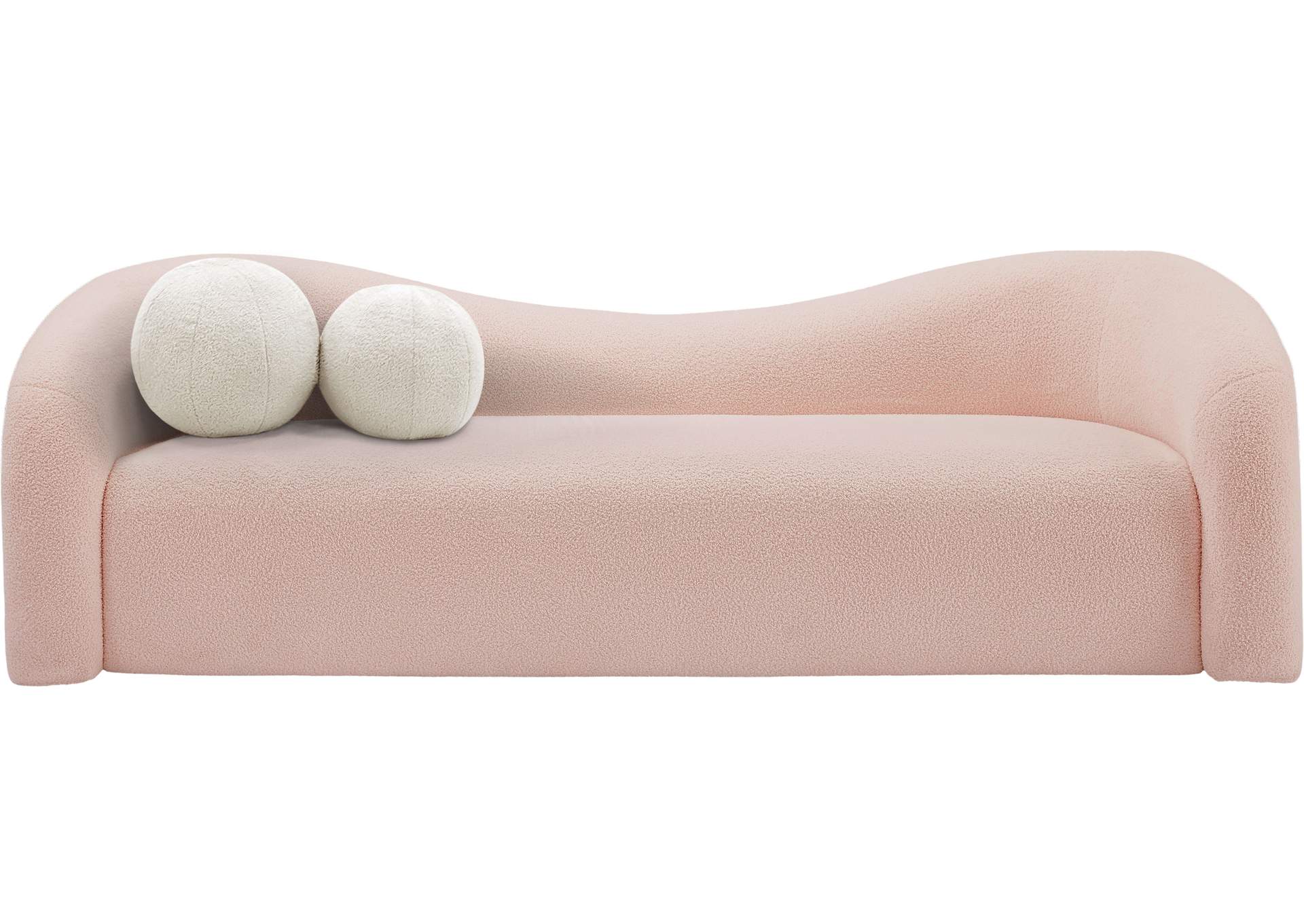 Kali Pink Faux Shearling Teddy Fabric Sofa,Meridian Furniture