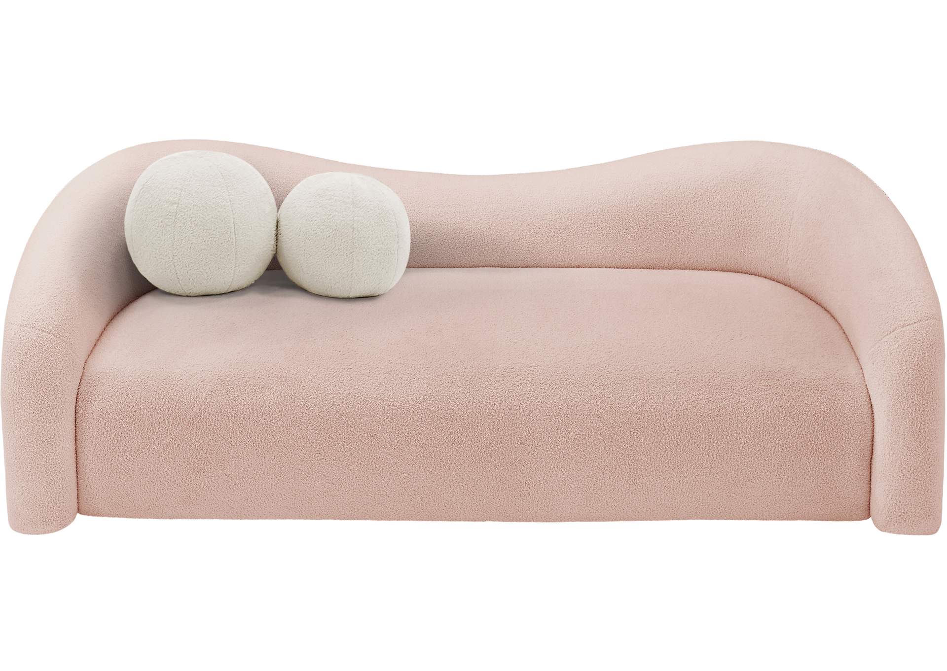 Kali Pink Faux Shearling Teddy Fabric Sofa,Meridian Furniture