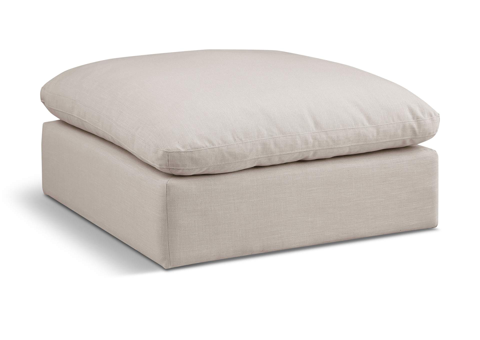 Comfy Beige Linen Textured Fabric Modular Ottoman,Meridian Furniture