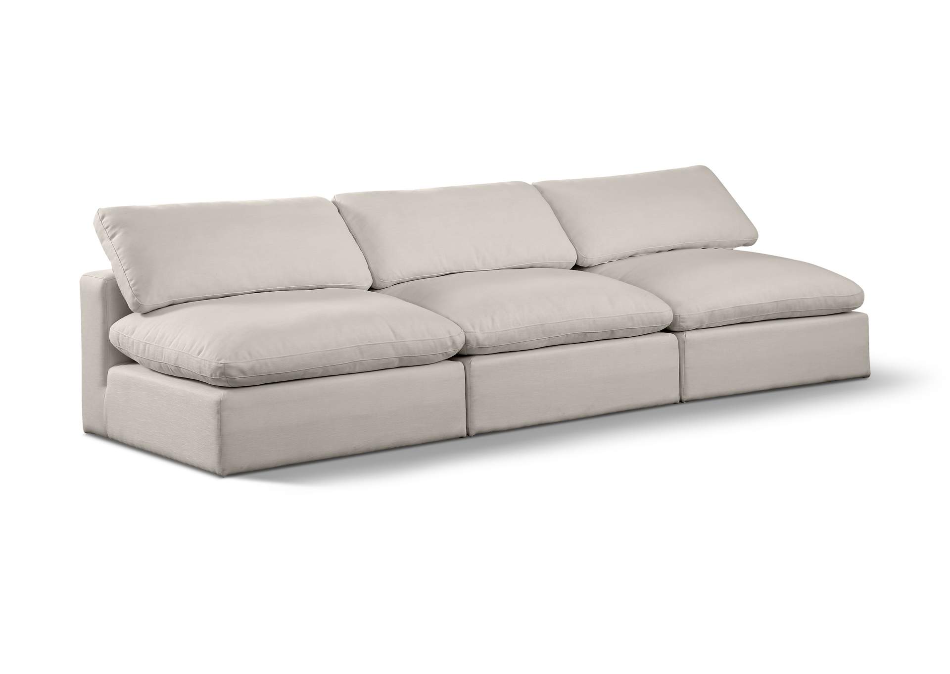 Comfy Beige Linen Textured Fabric Modular Sofa,Meridian Furniture