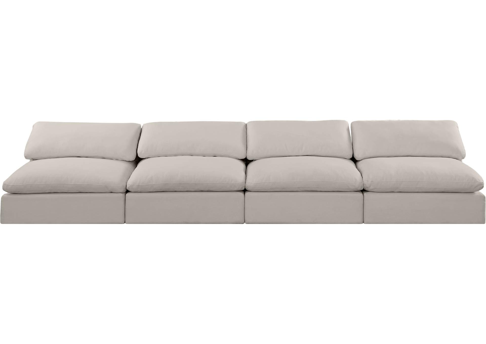 Comfy Beige Linen Textured Fabric Modular Sofa,Meridian Furniture