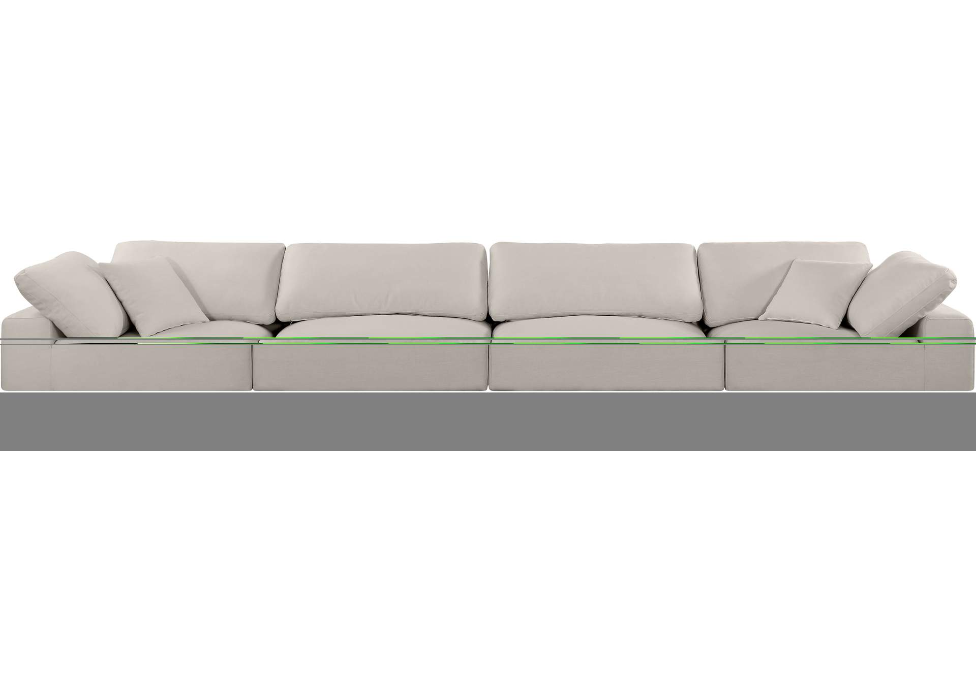 Comfy Beige Linen Textured Fabric Modular Sofa,Meridian Furniture