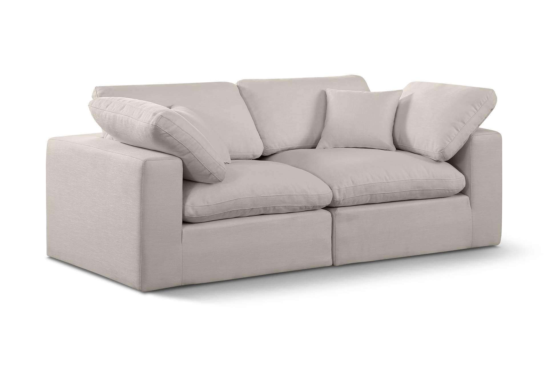 Comfy Beige Linen Textured Fabric Modular Sofa,Meridian Furniture