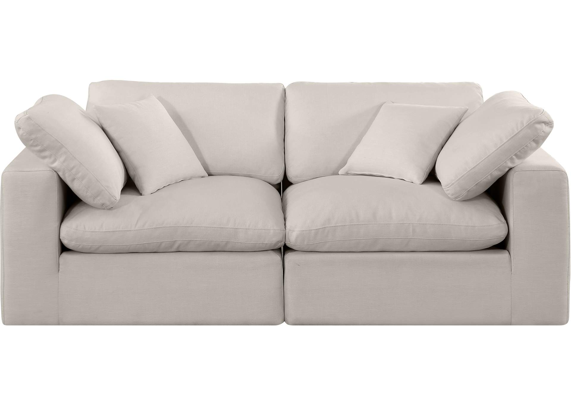 Comfy Beige Linen Textured Fabric Modular Sofa,Meridian Furniture