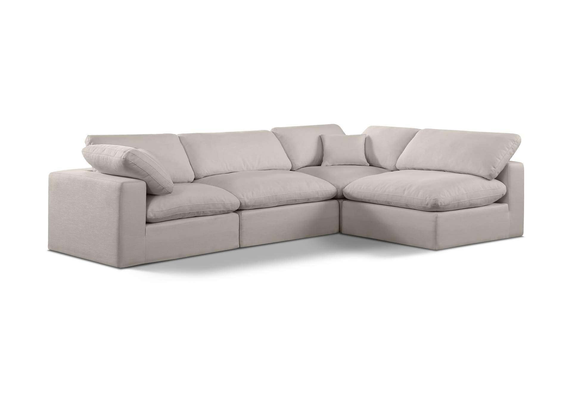 Comfy Beige Linen Textured Fabric Modular Sectional,Meridian Furniture