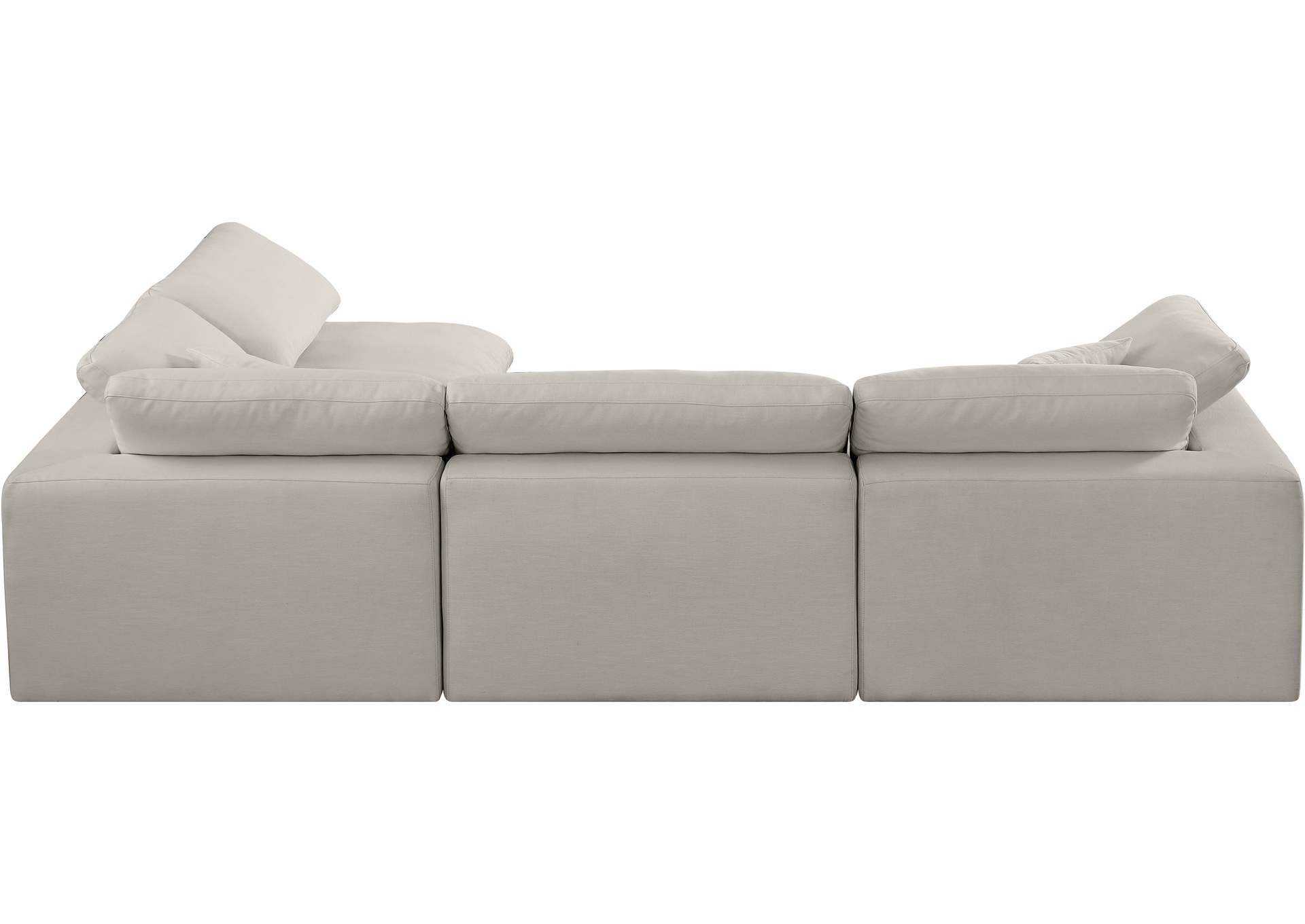 Comfy Beige Linen Textured Fabric Modular Sectional,Meridian Furniture