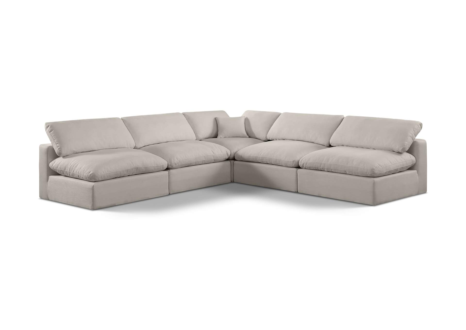 Comfy Beige Linen Textured Fabric Modular Sectional,Meridian Furniture