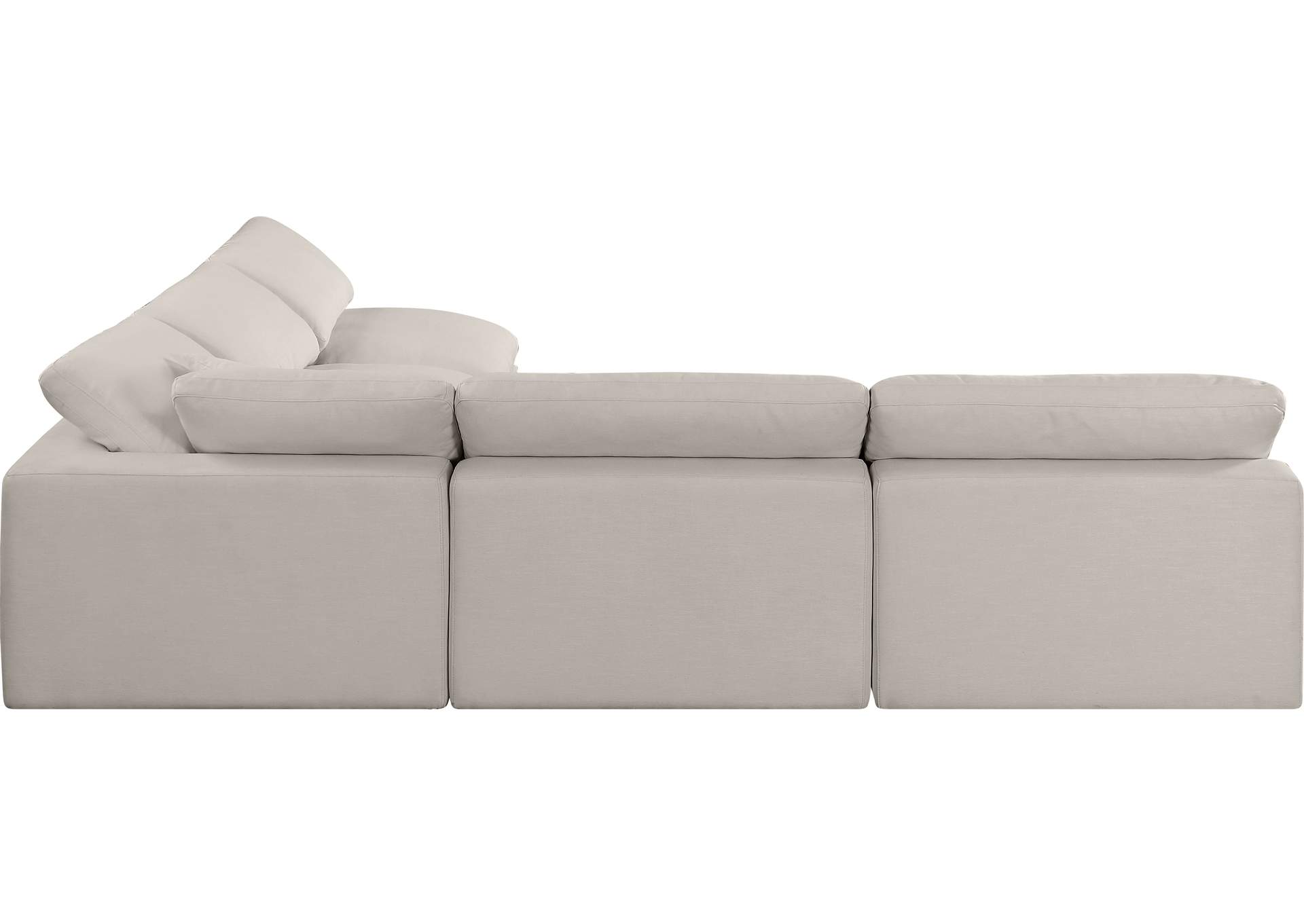 Comfy Beige Linen Textured Fabric Modular Sectional,Meridian Furniture