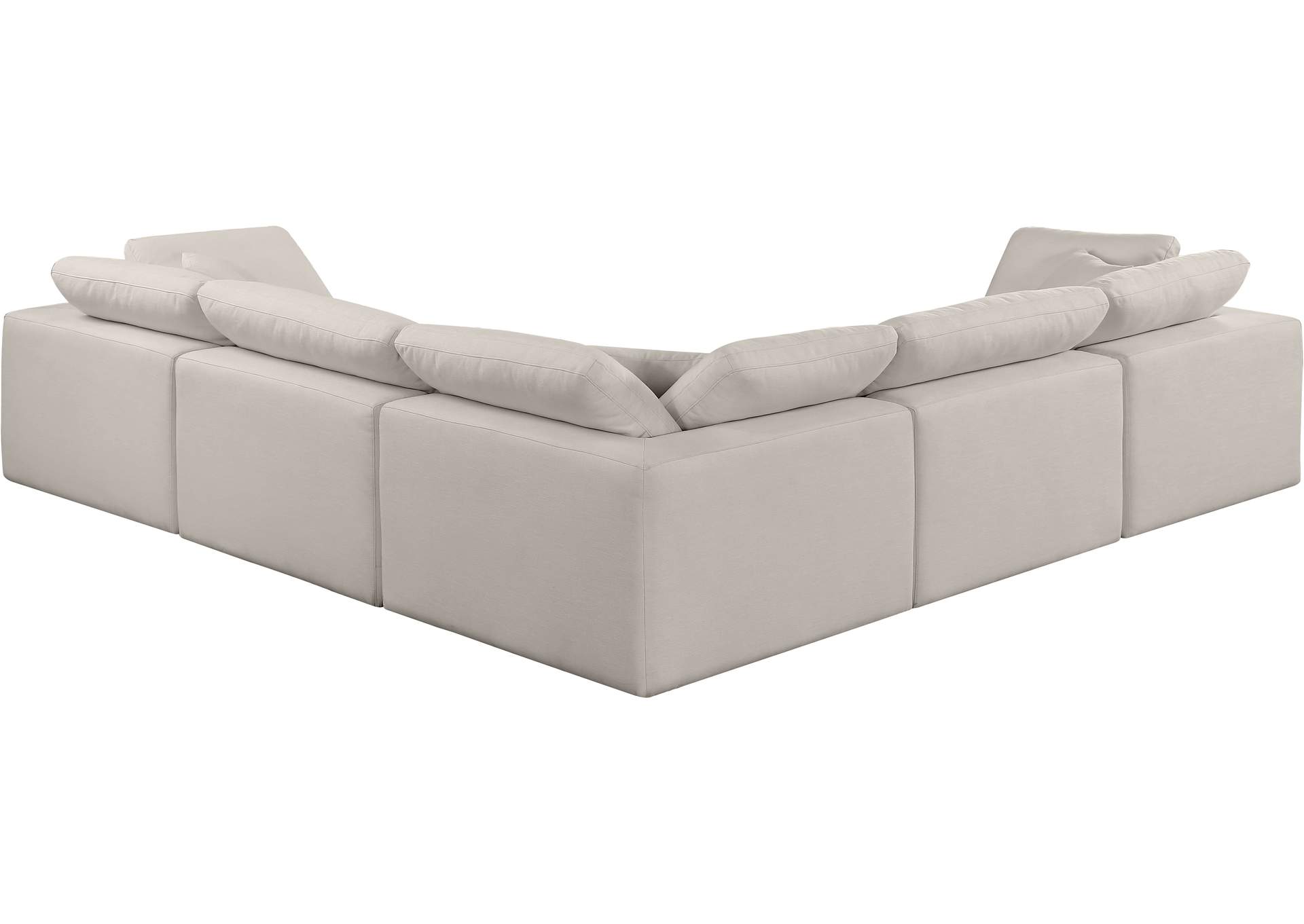 Comfy Beige Linen Textured Fabric Modular Sectional,Meridian Furniture