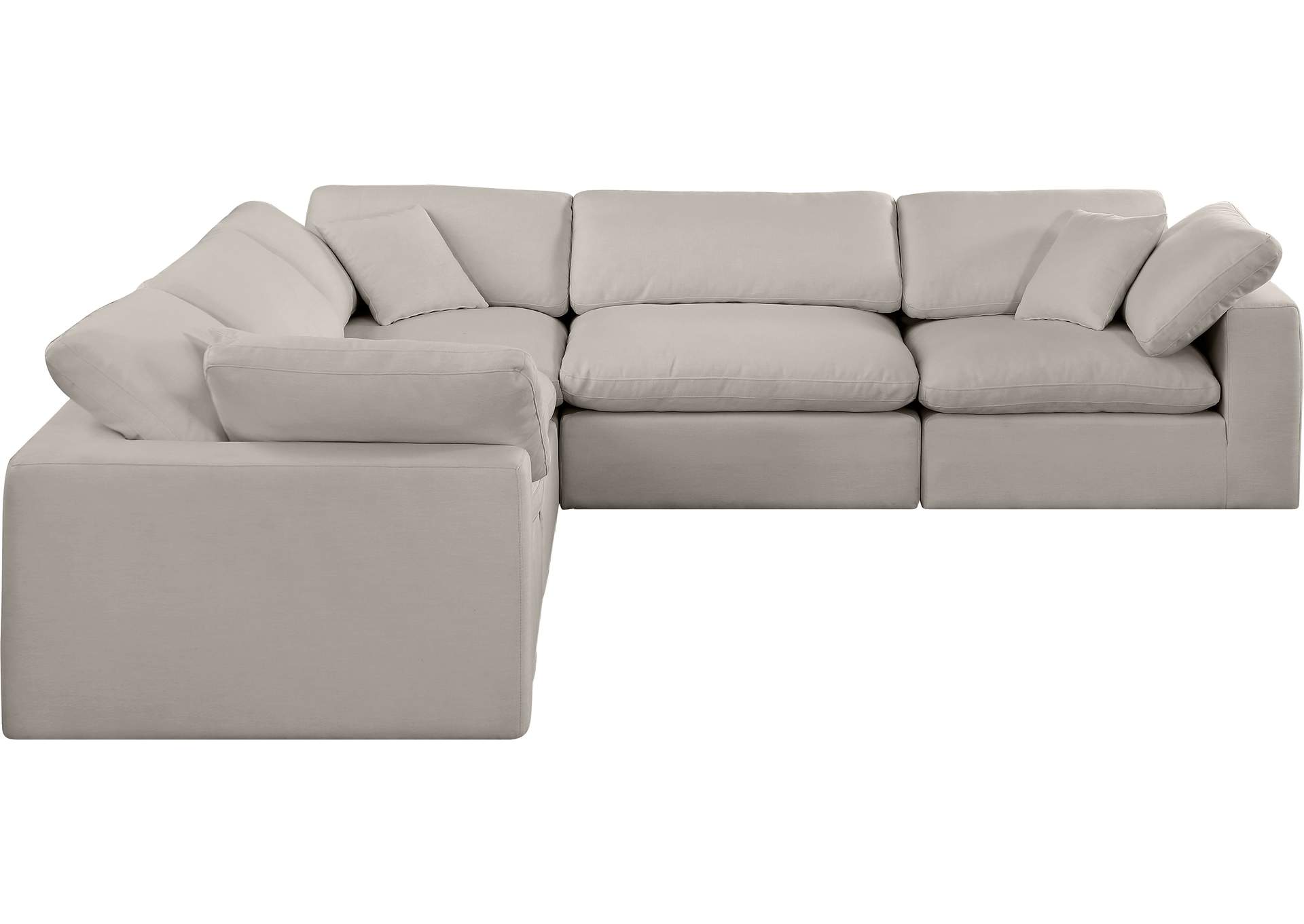 Comfy Beige Linen Textured Fabric Modular Sectional,Meridian Furniture