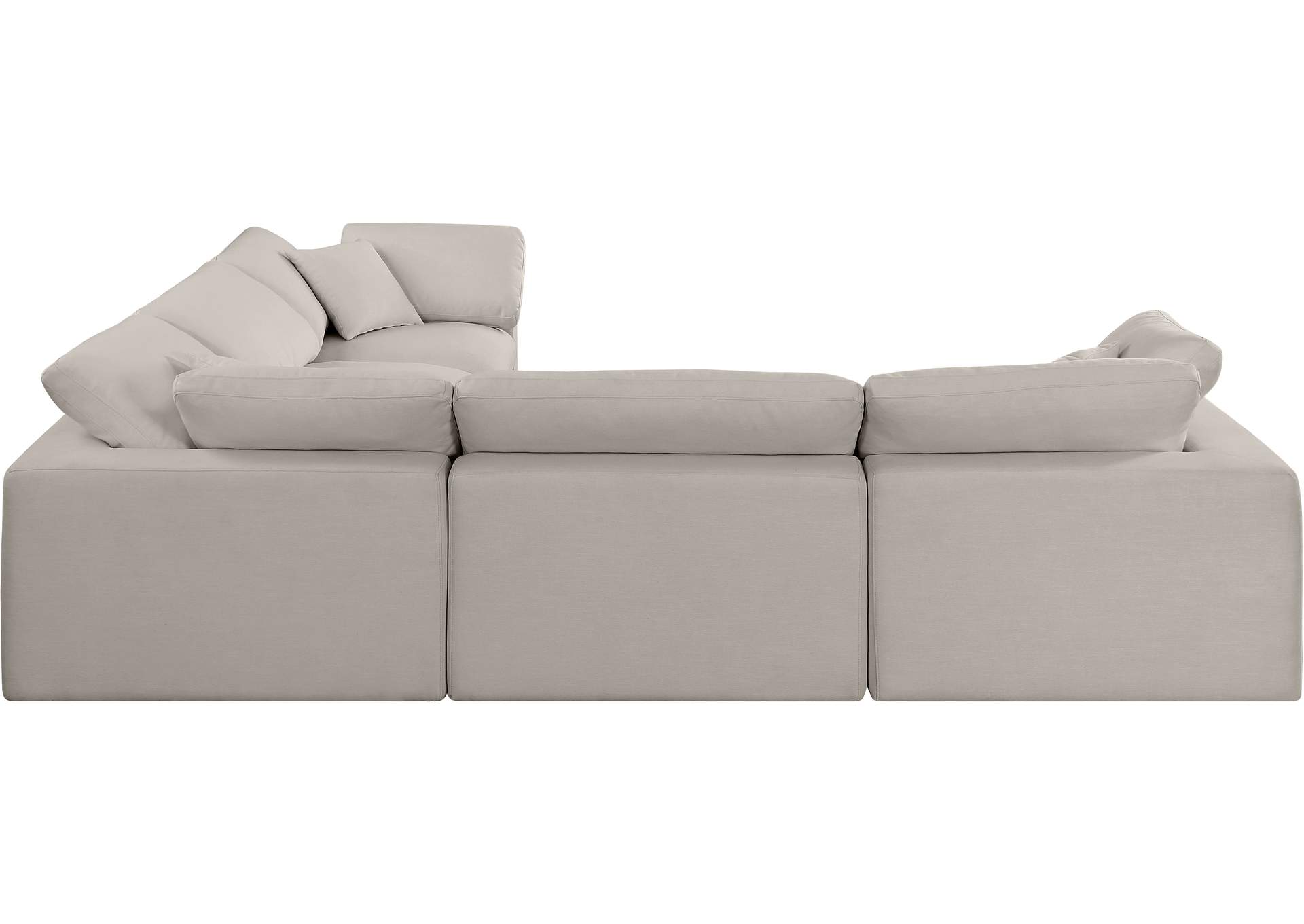 Comfy Beige Linen Textured Fabric Modular Sectional,Meridian Furniture