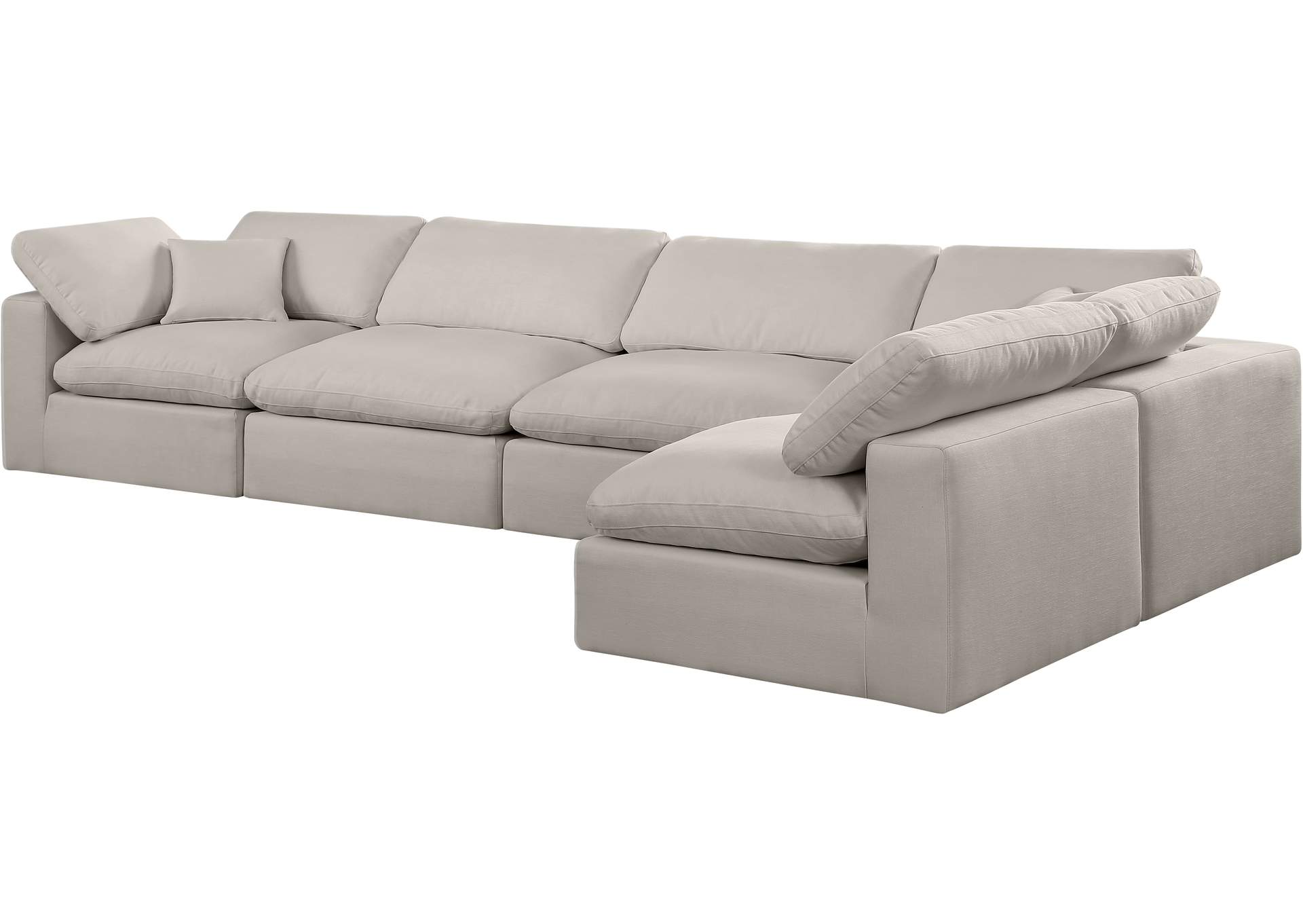 Comfy Beige Linen Textured Fabric Modular Sectional,Meridian Furniture