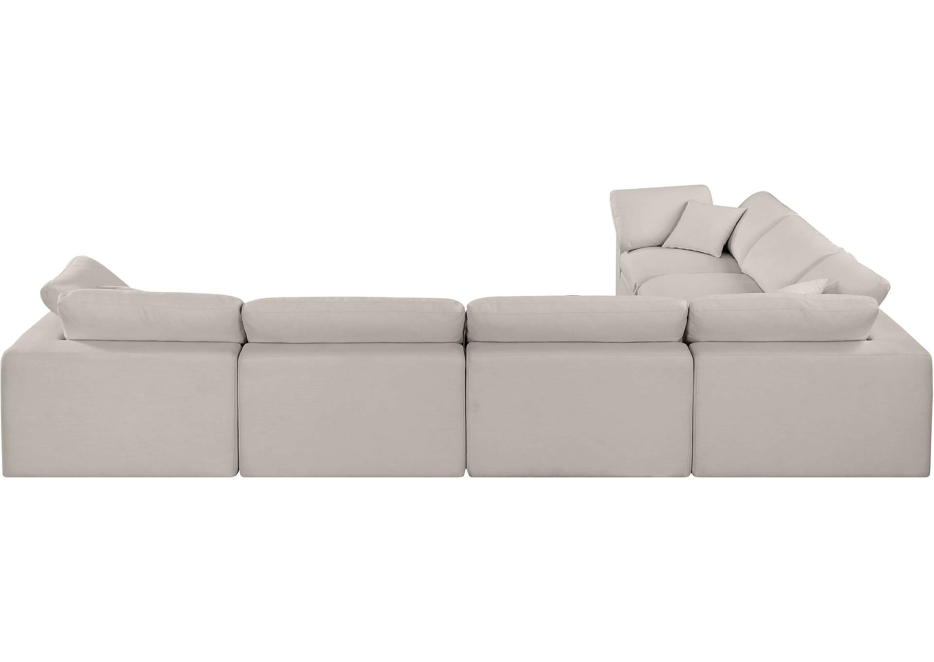 Comfy Beige Linen Textured Fabric Modular Sectional,Meridian Furniture