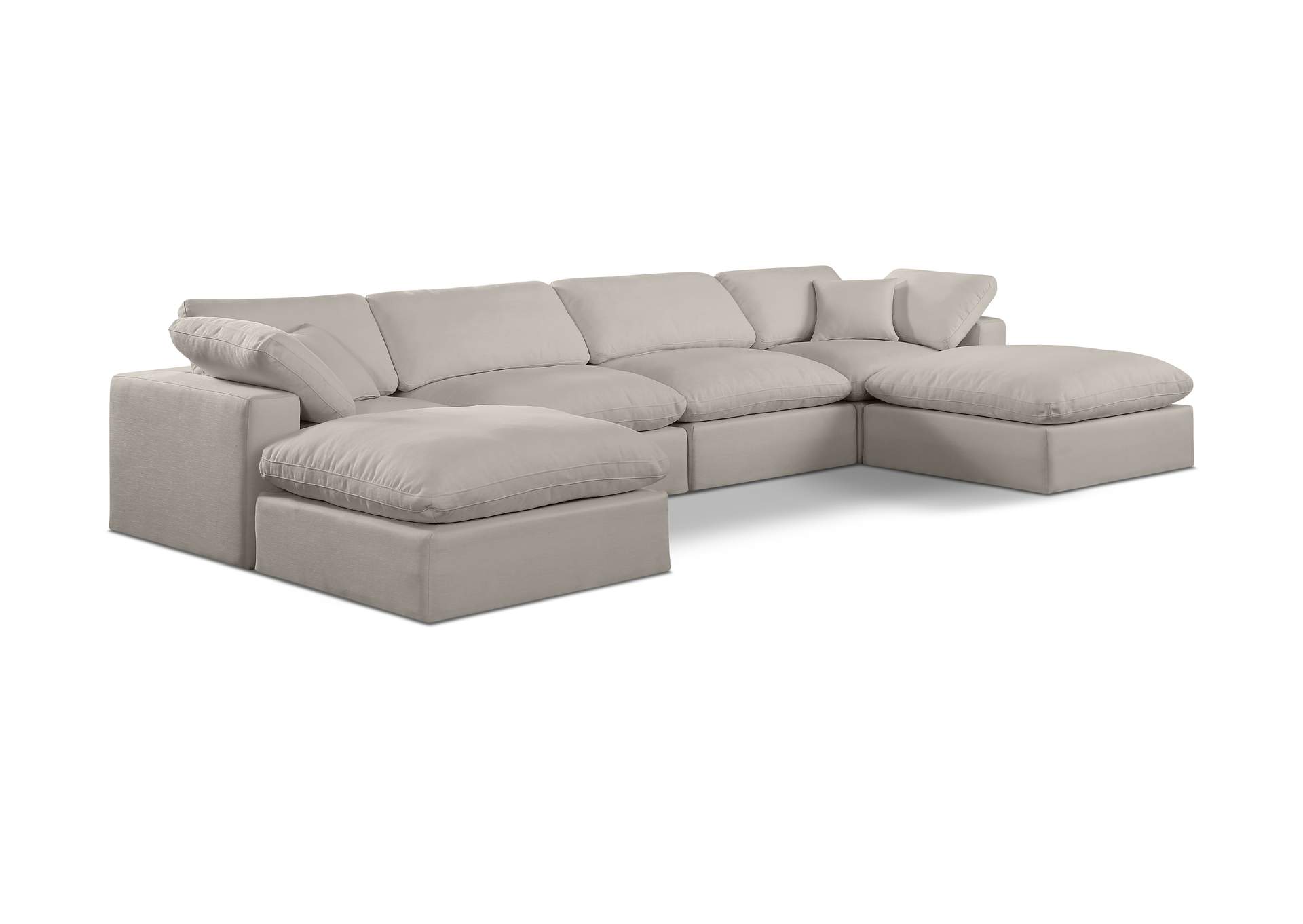 Comfy Beige Linen Textured Fabric Modular Sectional,Meridian Furniture