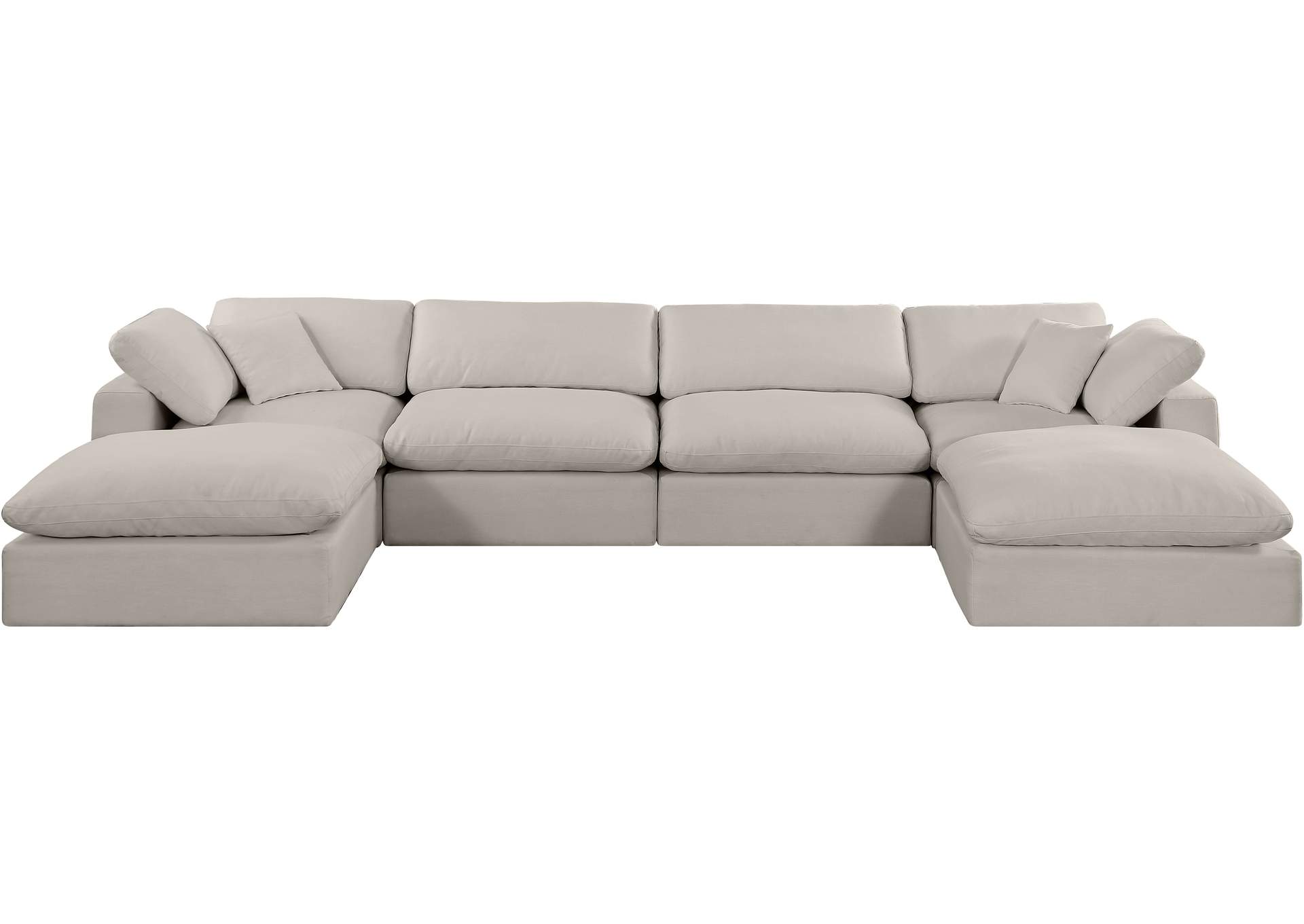 Comfy Beige Linen Textured Fabric Modular Sectional,Meridian Furniture