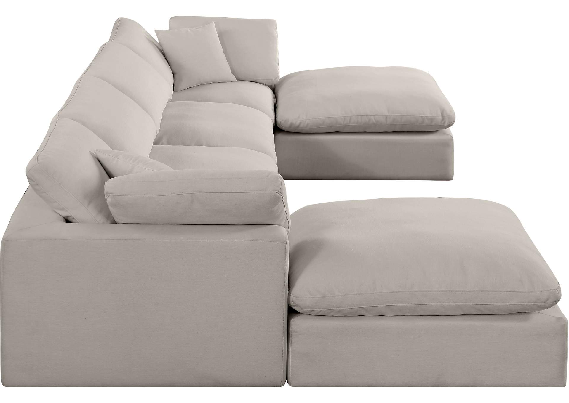 Comfy Beige Linen Textured Fabric Modular Sectional,Meridian Furniture