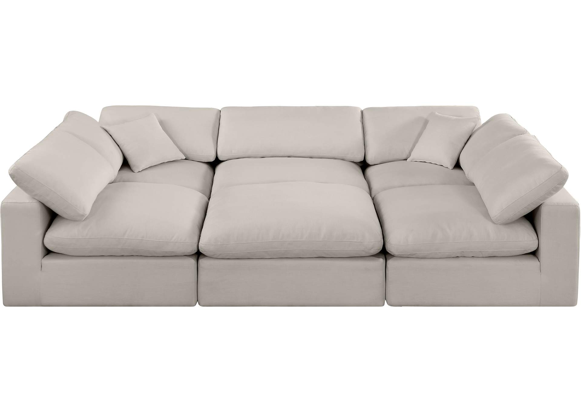 Comfy Beige Linen Textured Fabric Modular Sectional,Meridian Furniture