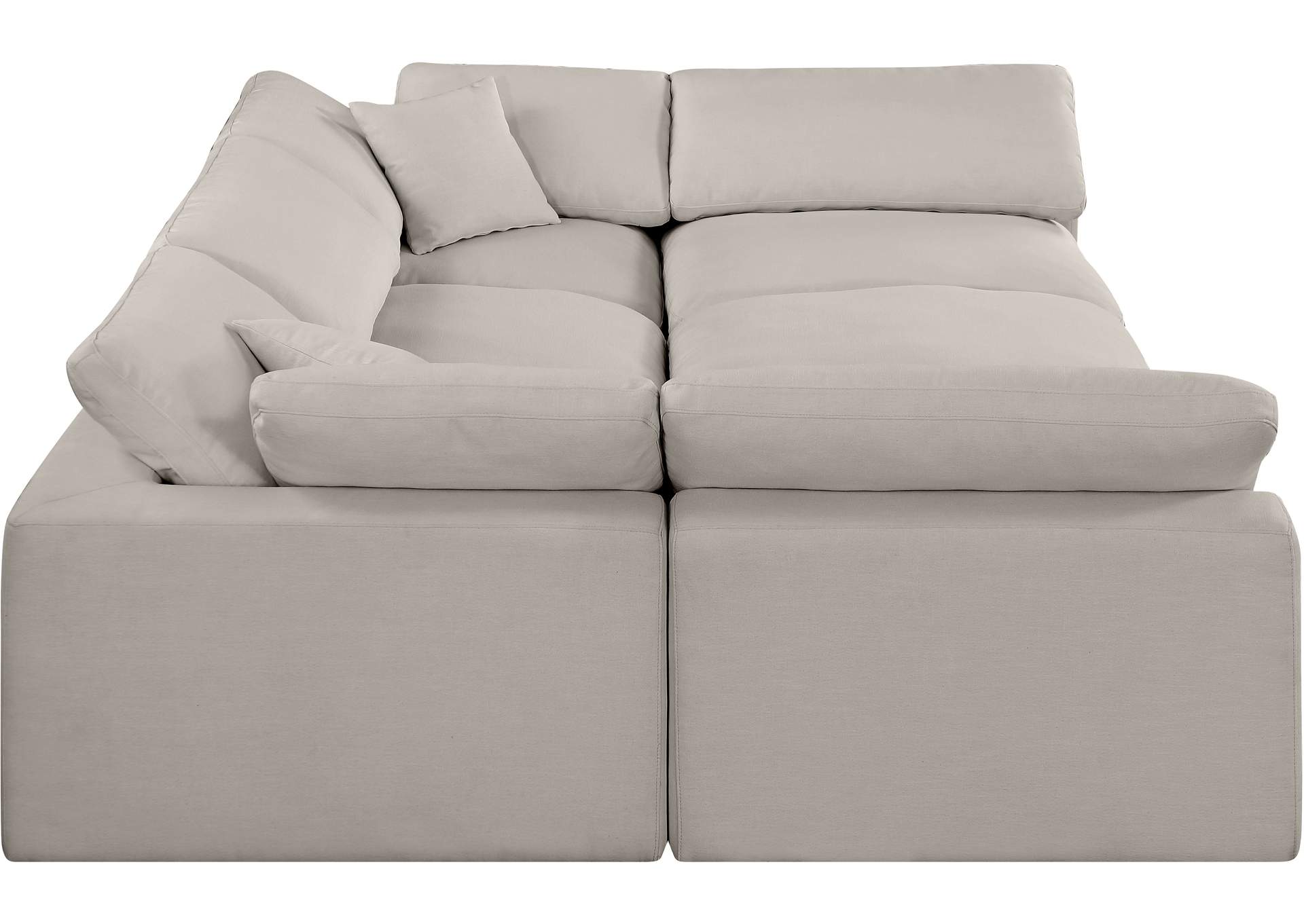 Comfy Beige Linen Textured Fabric Modular Sectional,Meridian Furniture