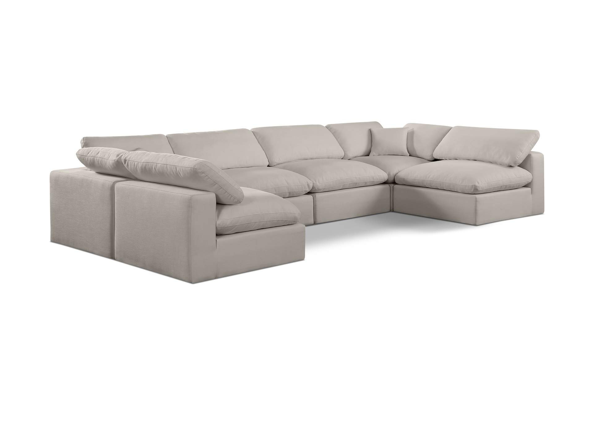 Comfy Beige Linen Textured Fabric Modular Sectional,Meridian Furniture