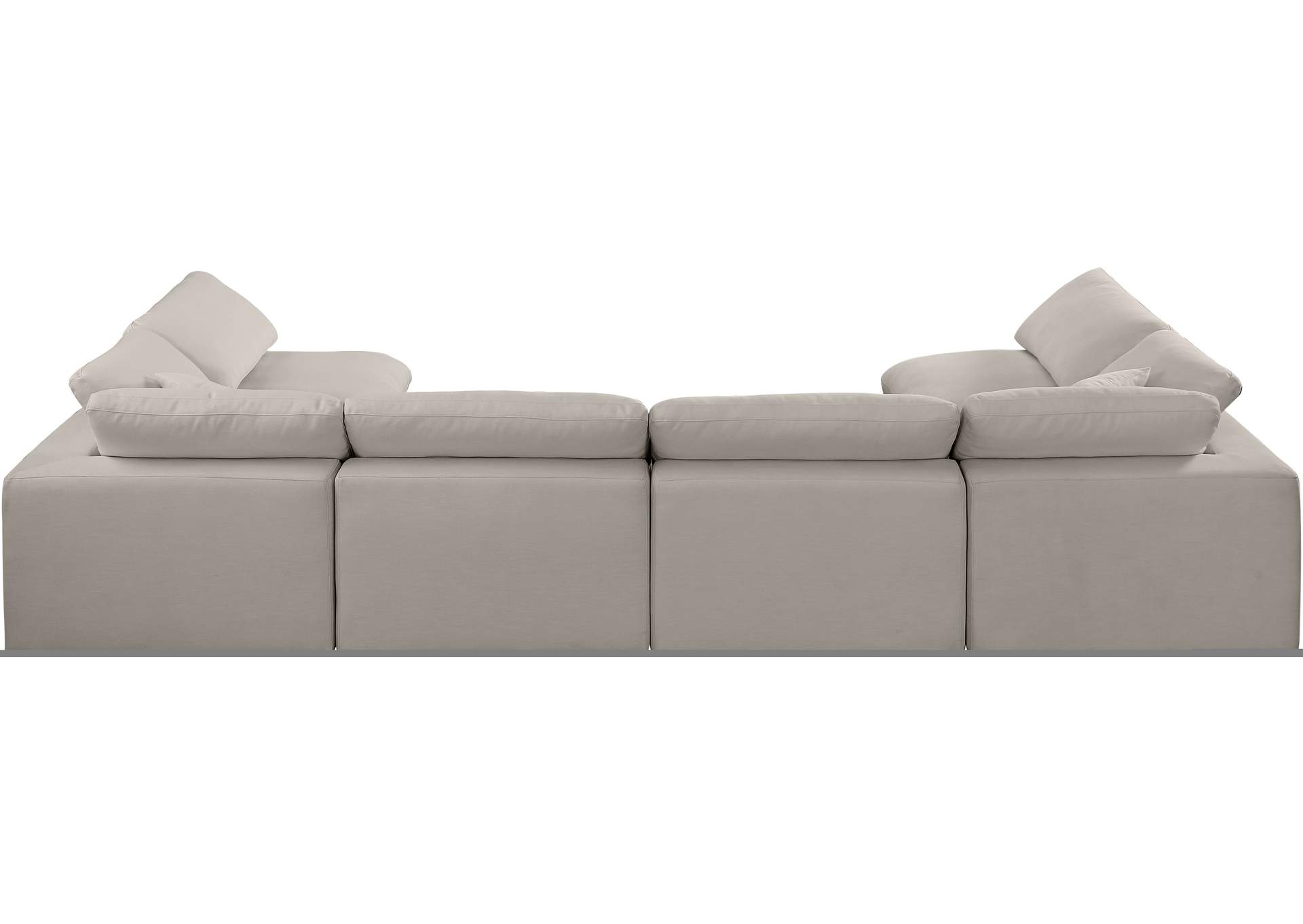 Comfy Beige Linen Textured Fabric Modular Sectional,Meridian Furniture