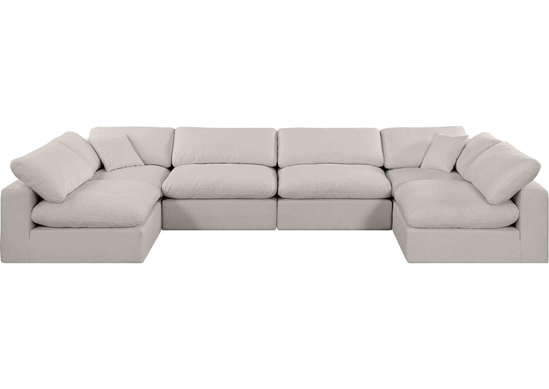 Comfy Beige Linen Textured Fabric Modular Sectional,Meridian Furniture