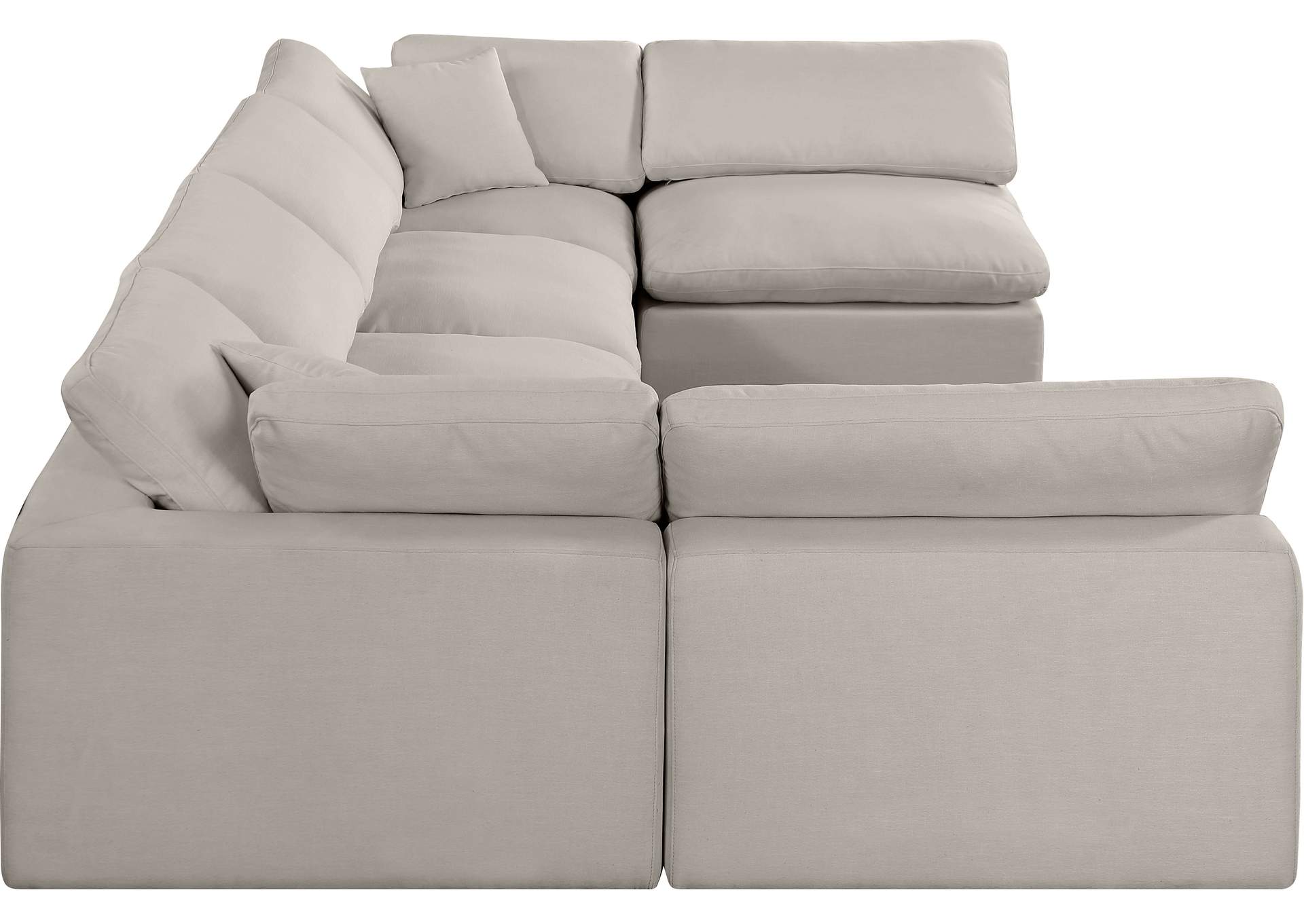 Comfy Beige Linen Textured Fabric Modular Sectional,Meridian Furniture