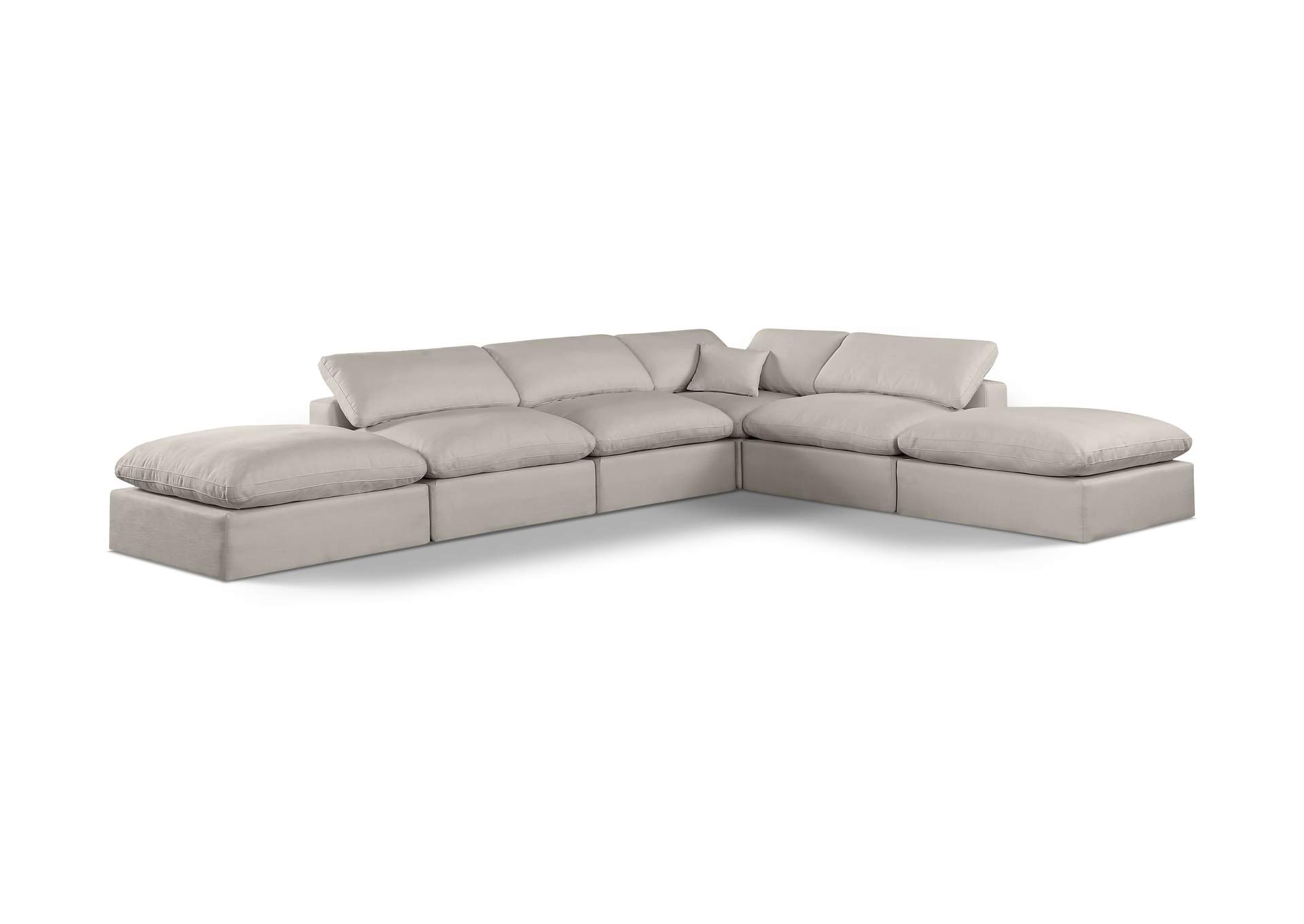 Comfy Beige Linen Textured Fabric Modular Sectional,Meridian Furniture