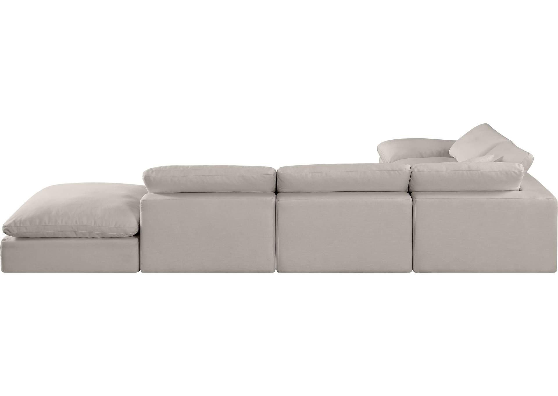 Comfy Beige Linen Textured Fabric Modular Sectional,Meridian Furniture