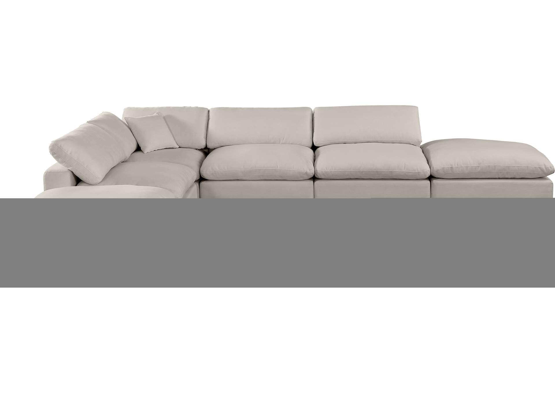 Comfy Beige Linen Textured Fabric Modular Sectional,Meridian Furniture