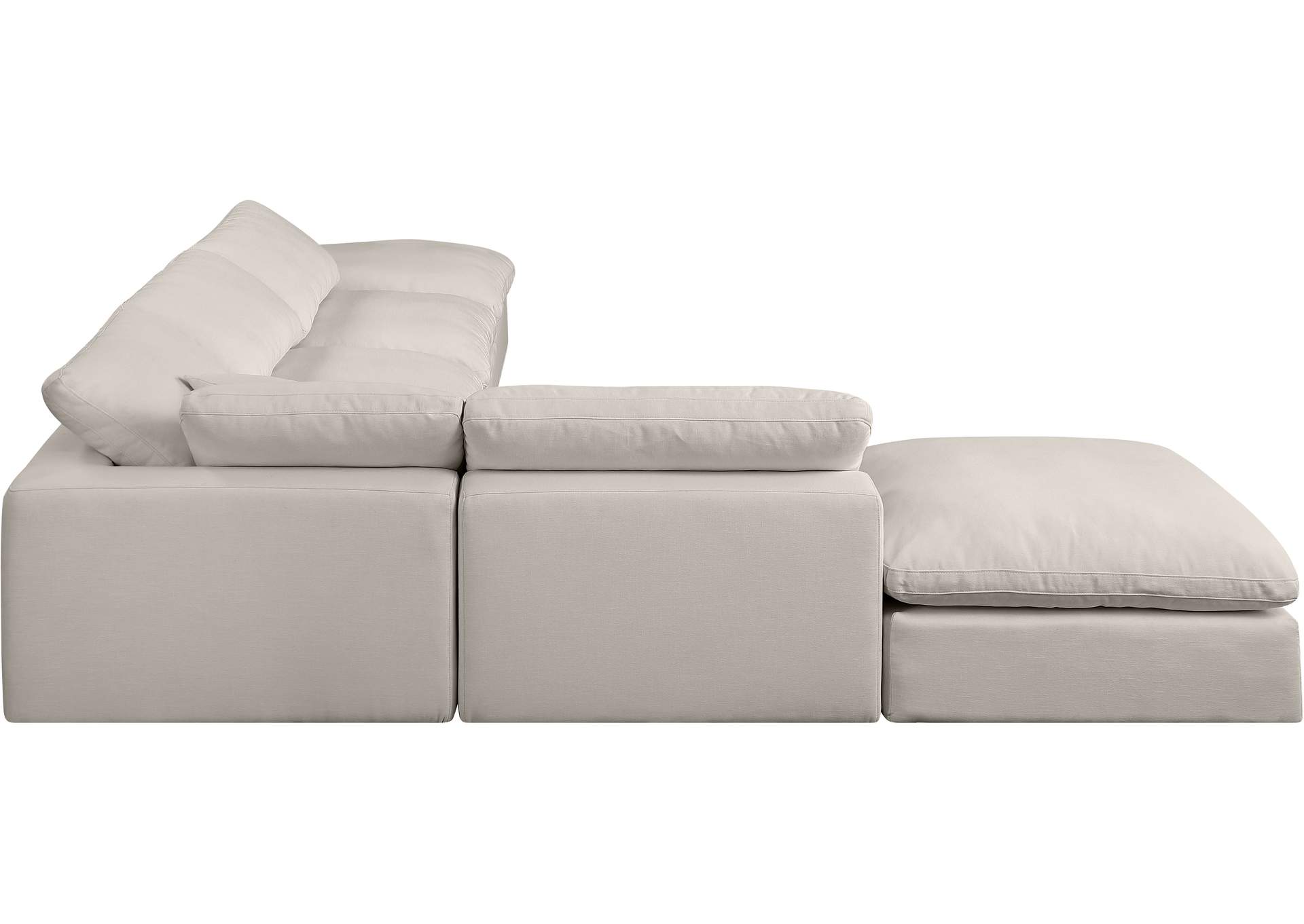 Comfy Beige Linen Textured Fabric Modular Sectional,Meridian Furniture