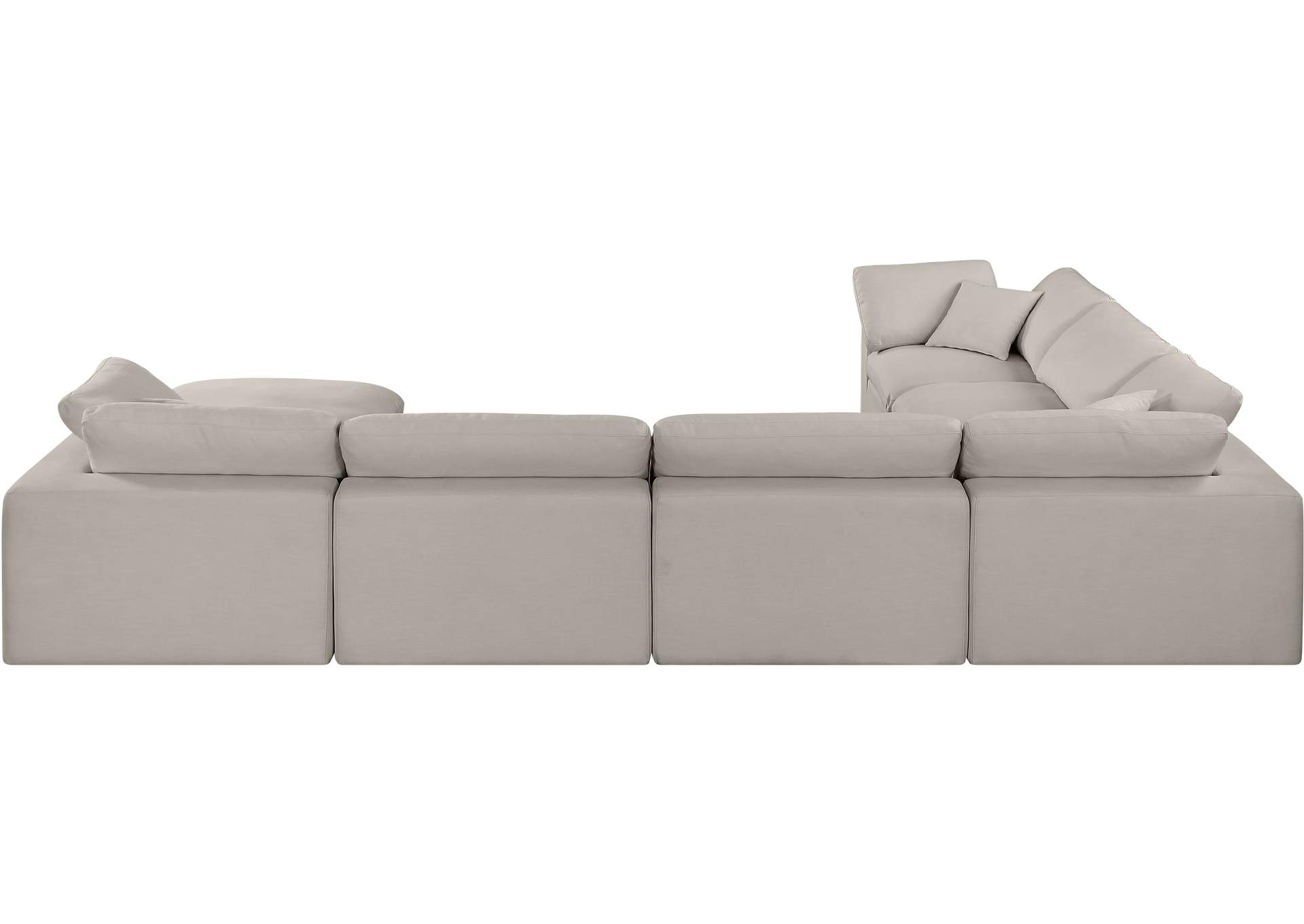 Comfy Beige Linen Textured Fabric Modular Sectional,Meridian Furniture