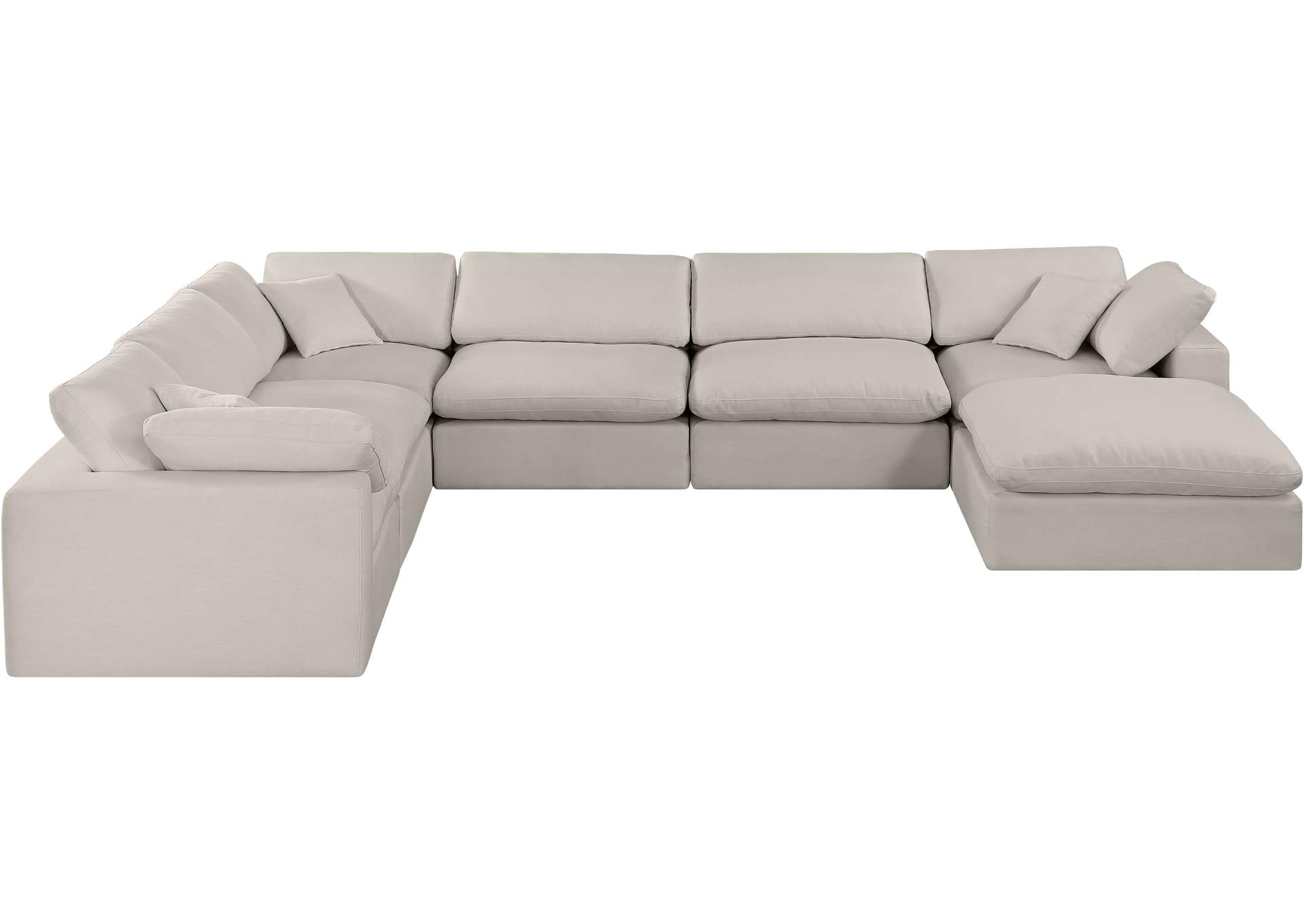Comfy Beige Linen Textured Fabric Modular Sectional,Meridian Furniture
