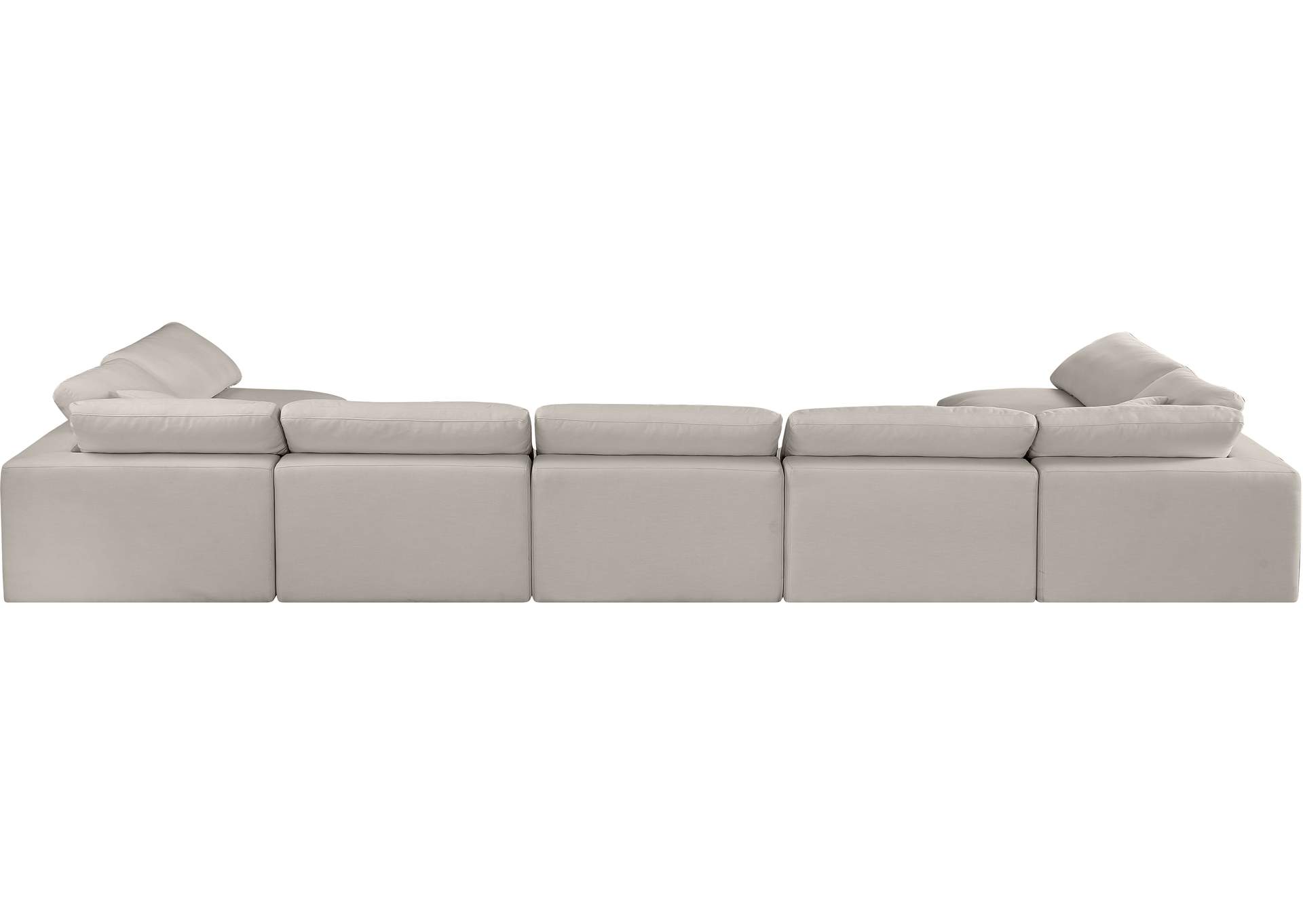 Comfy Beige Linen Textured Fabric Modular Sectional,Meridian Furniture