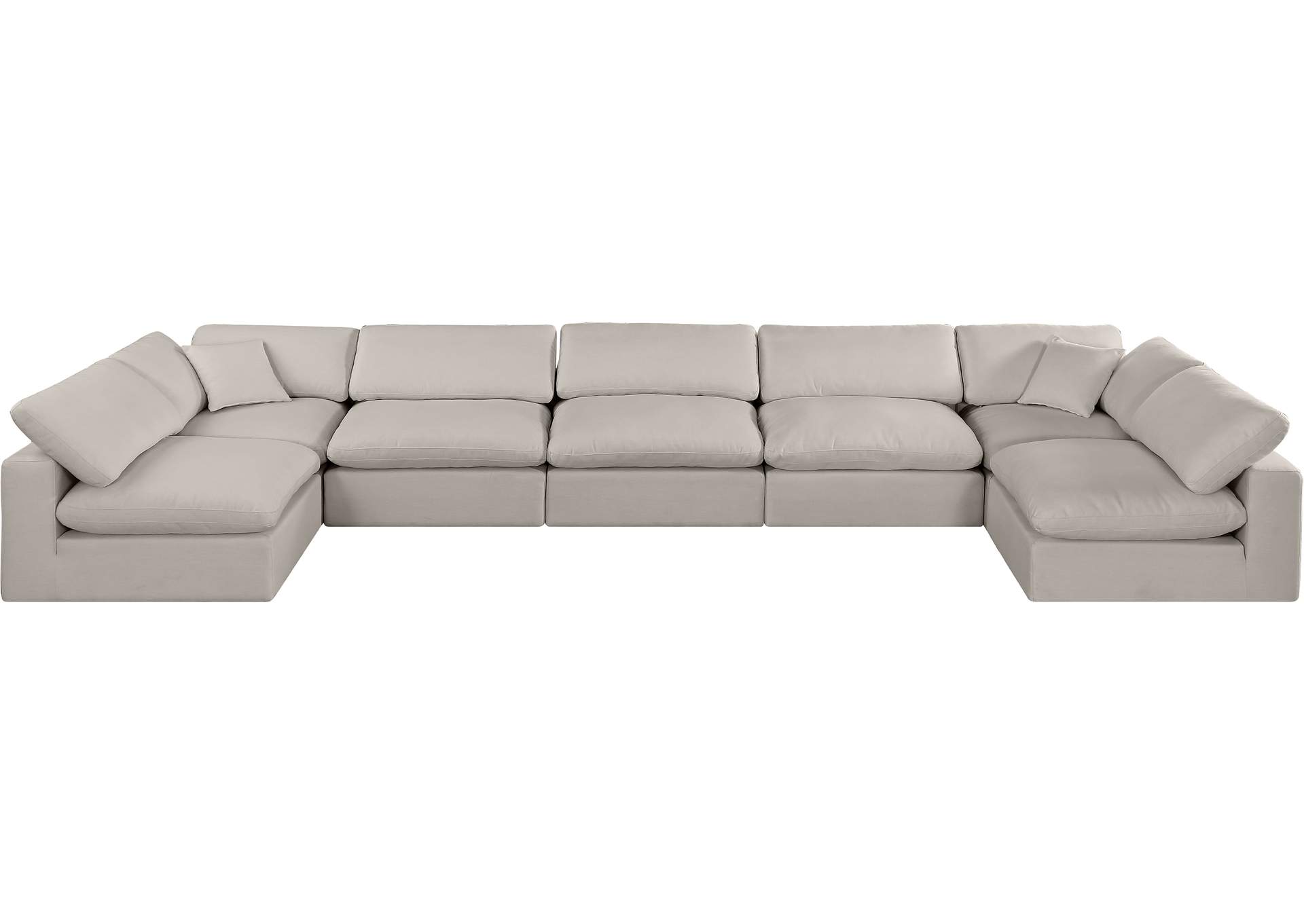 Comfy Beige Linen Textured Fabric Modular Sectional,Meridian Furniture