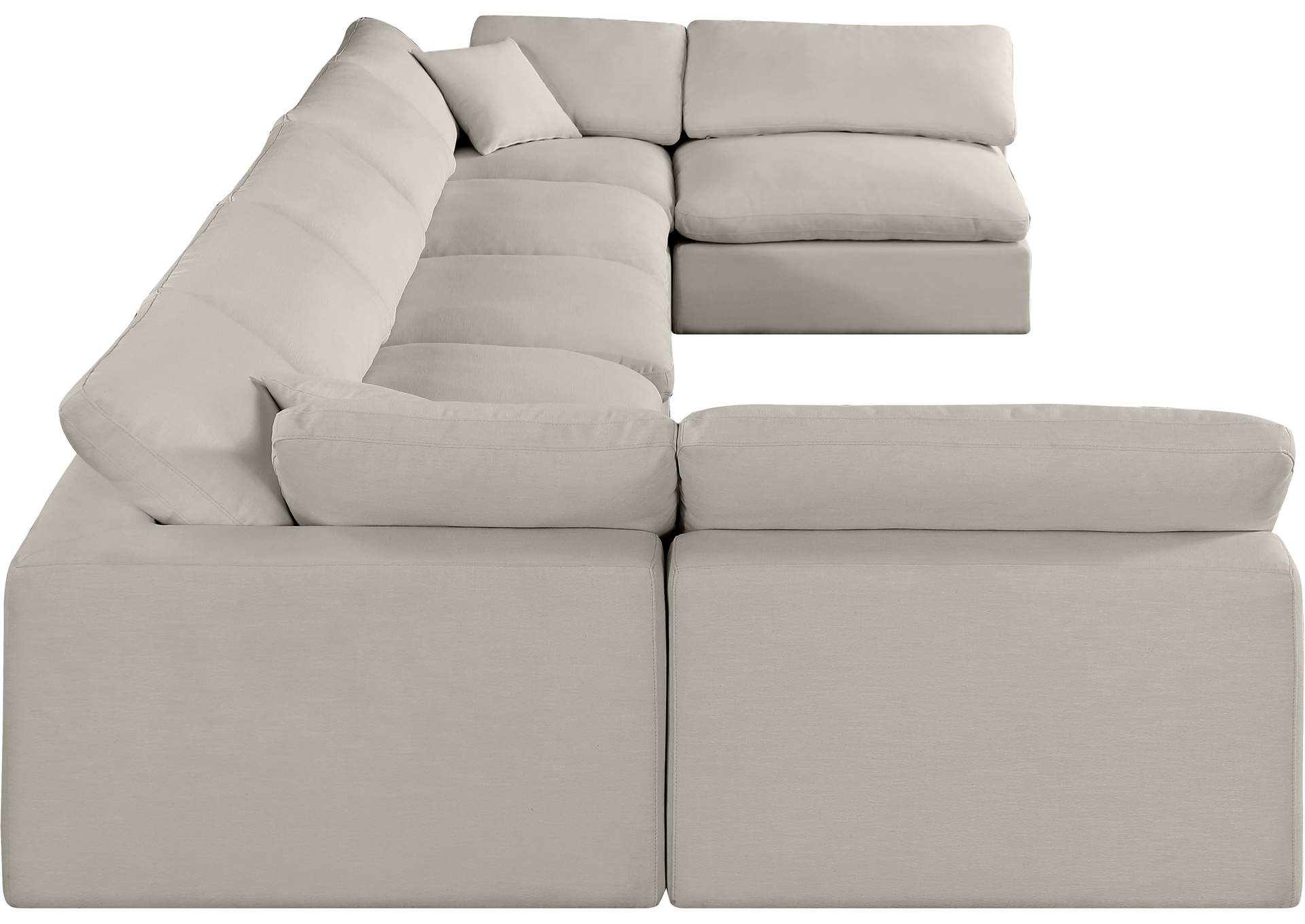 Comfy Beige Linen Textured Fabric Modular Sectional,Meridian Furniture