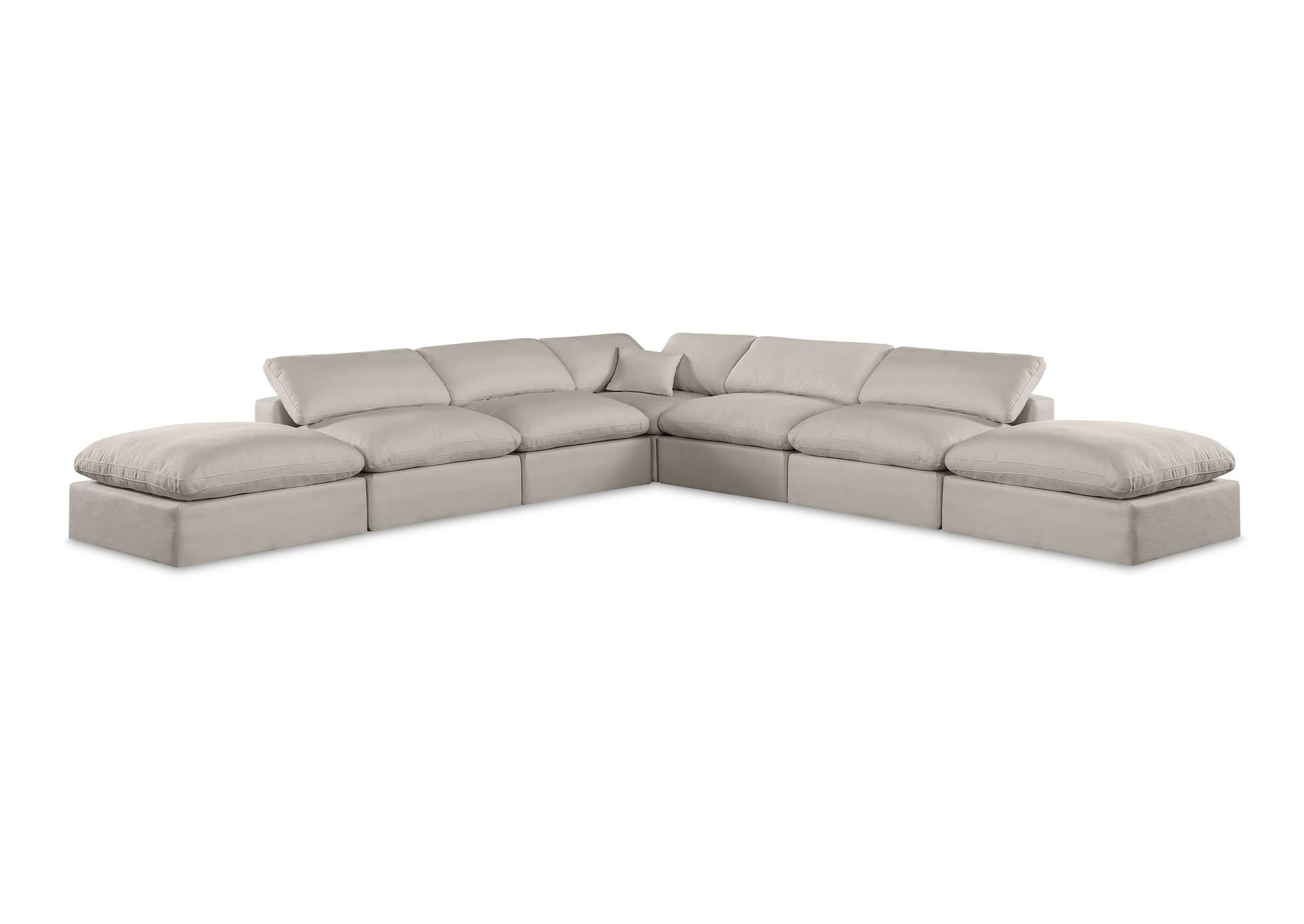 Comfy Beige Linen Textured Fabric Modular Sectional,Meridian Furniture