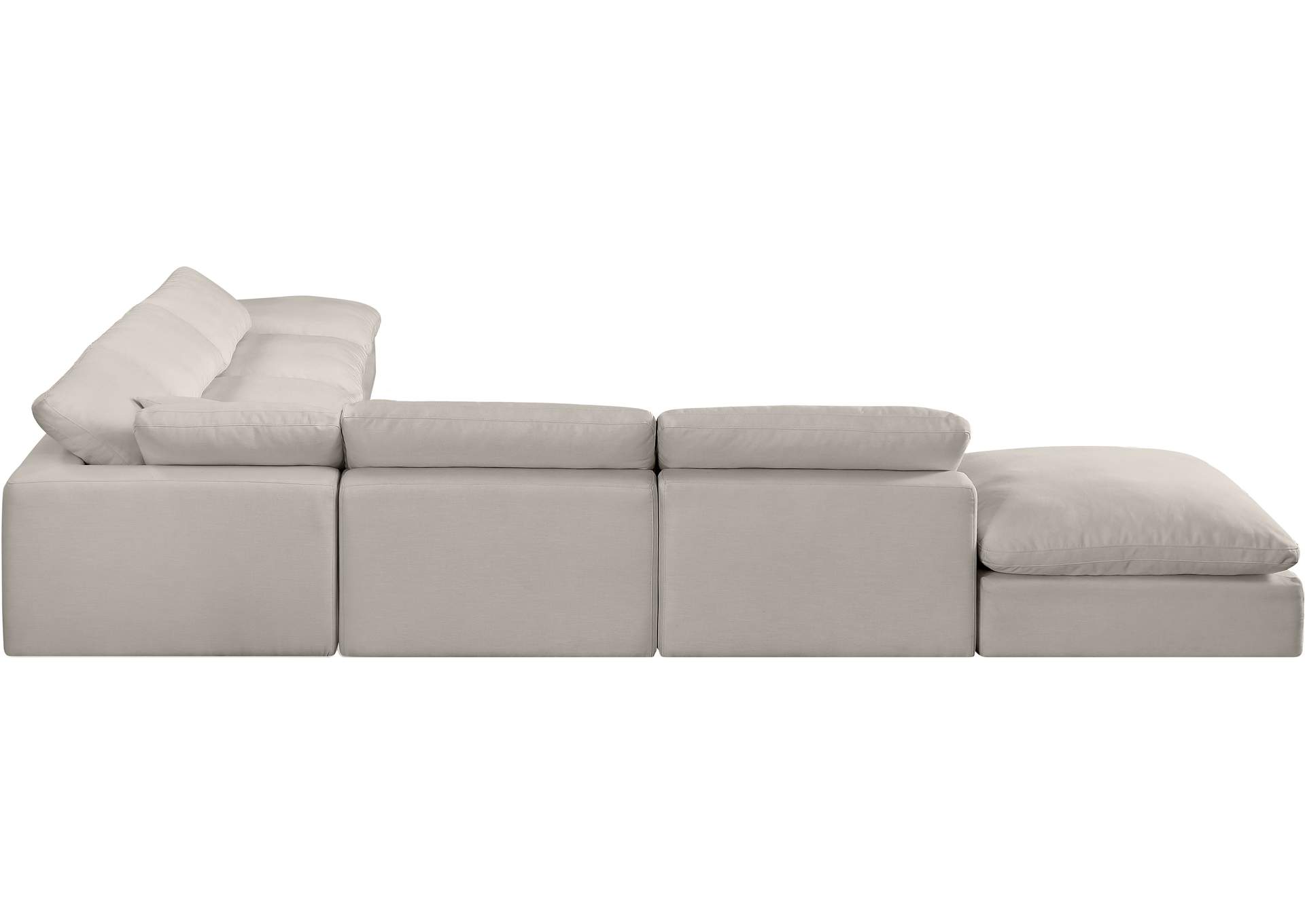 Comfy Beige Linen Textured Fabric Modular Sectional,Meridian Furniture