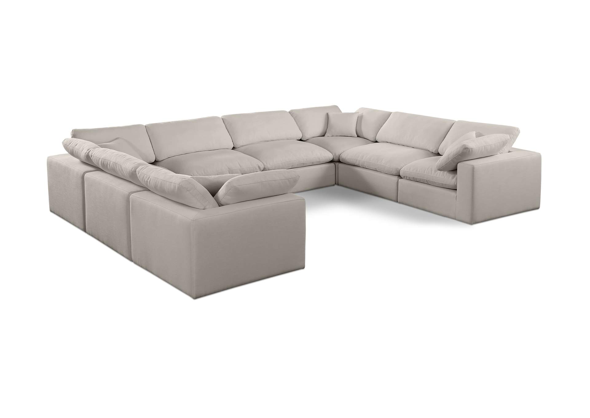Comfy Beige Linen Textured Fabric Modular Sectional,Meridian Furniture