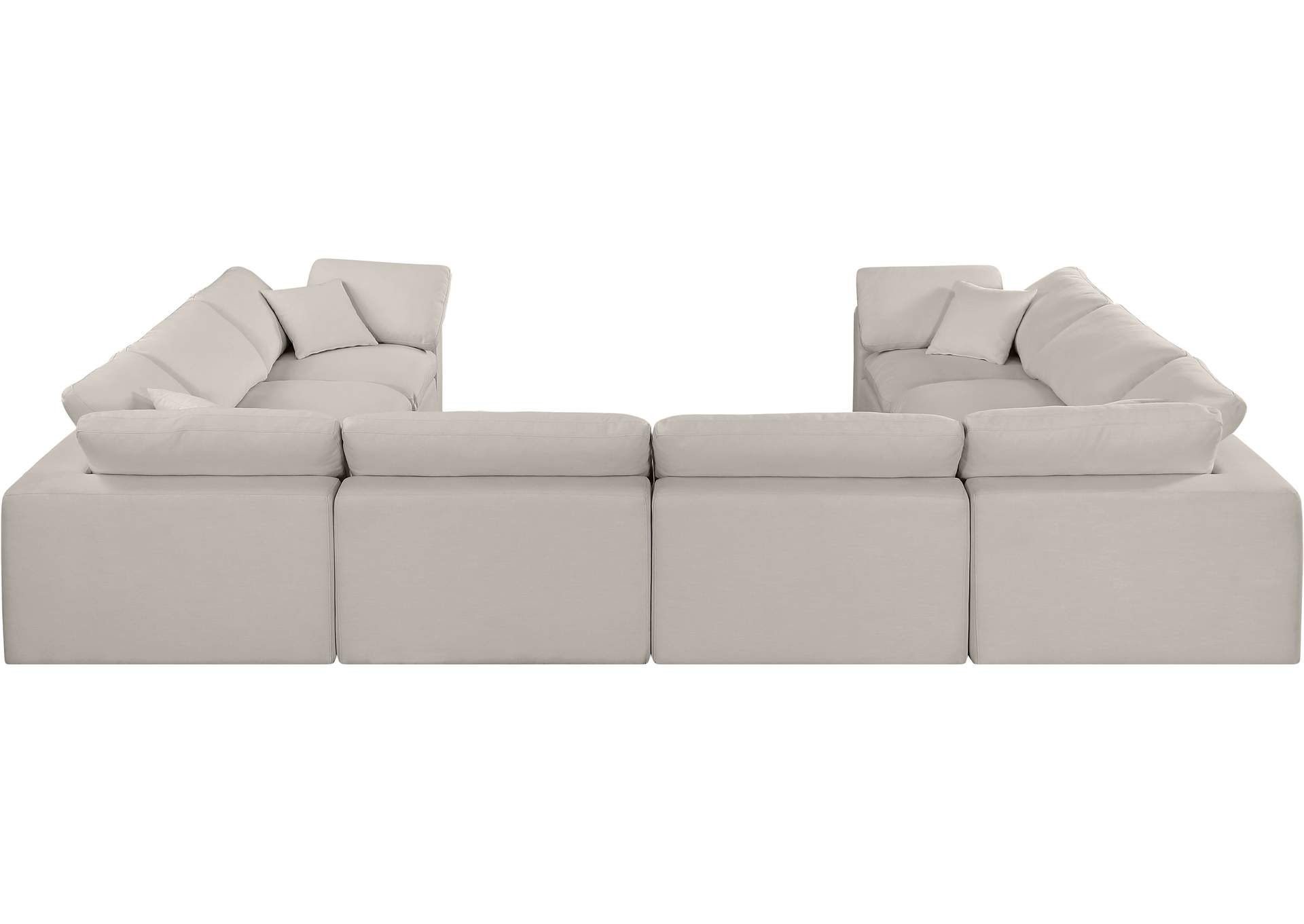 Comfy Beige Linen Textured Fabric Modular Sectional,Meridian Furniture