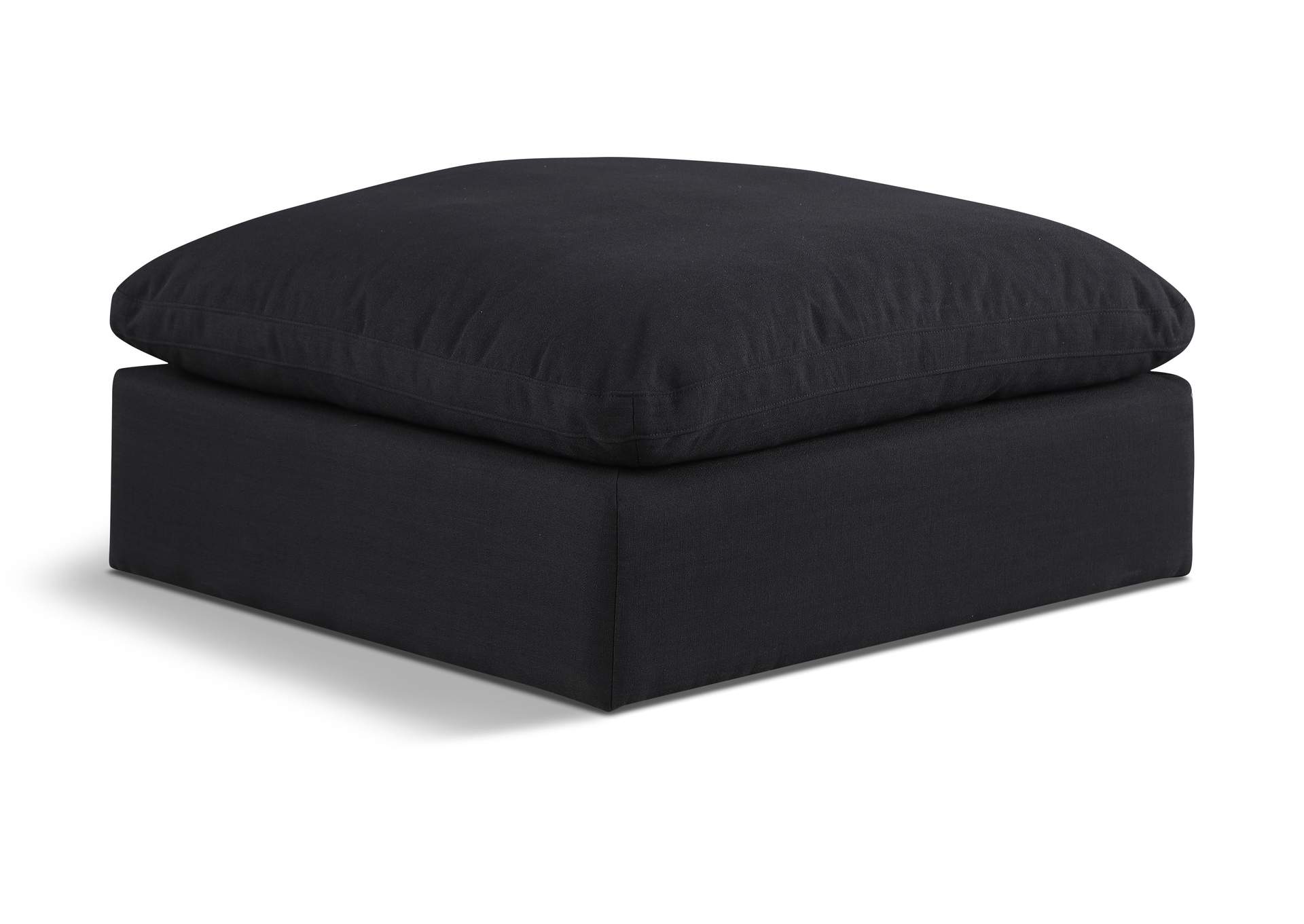 Comfy Black Linen Textured Fabric Modular Ottoman,Meridian Furniture
