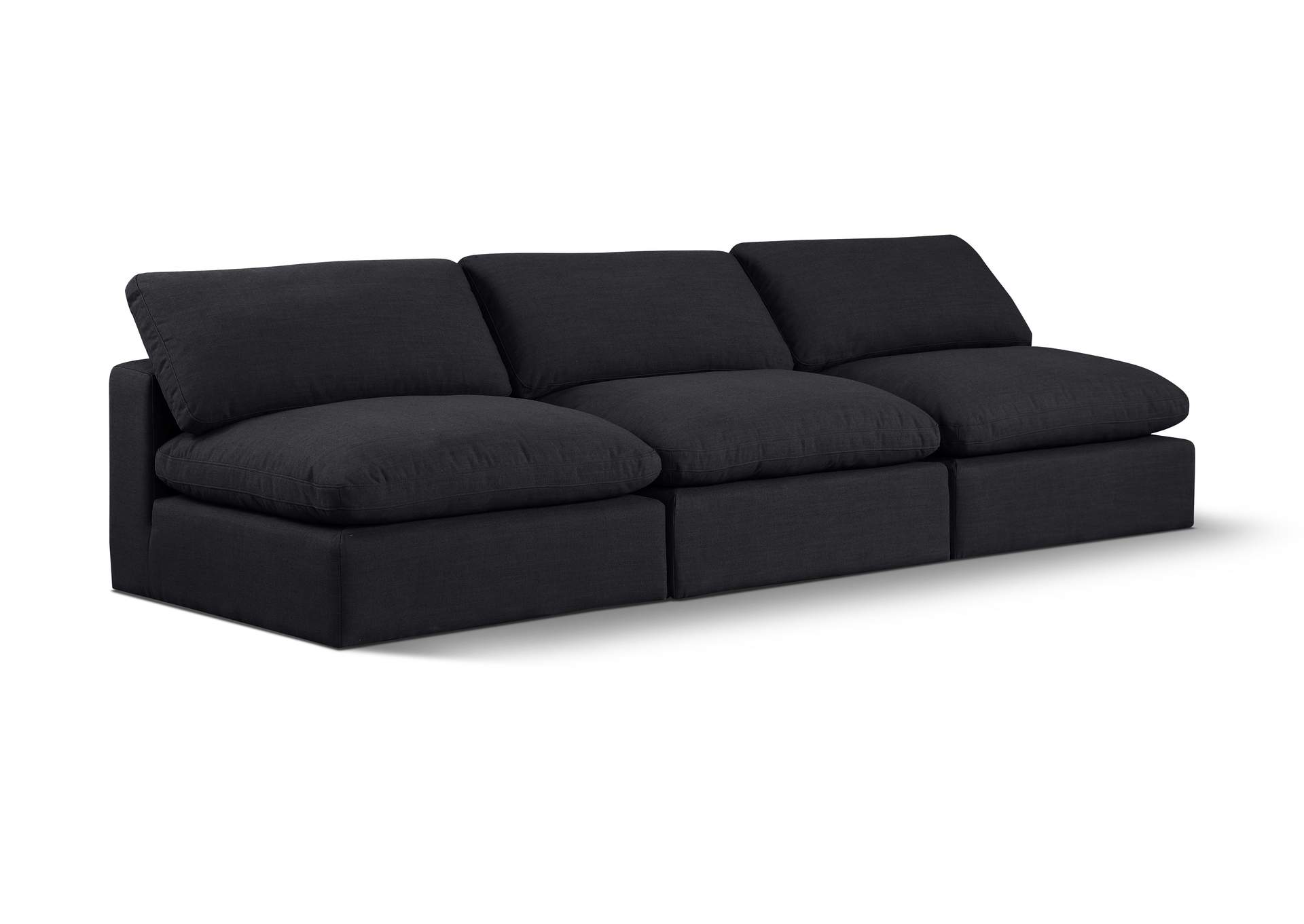 Comfy Black Linen Textured Fabric Modular Sofa,Meridian Furniture