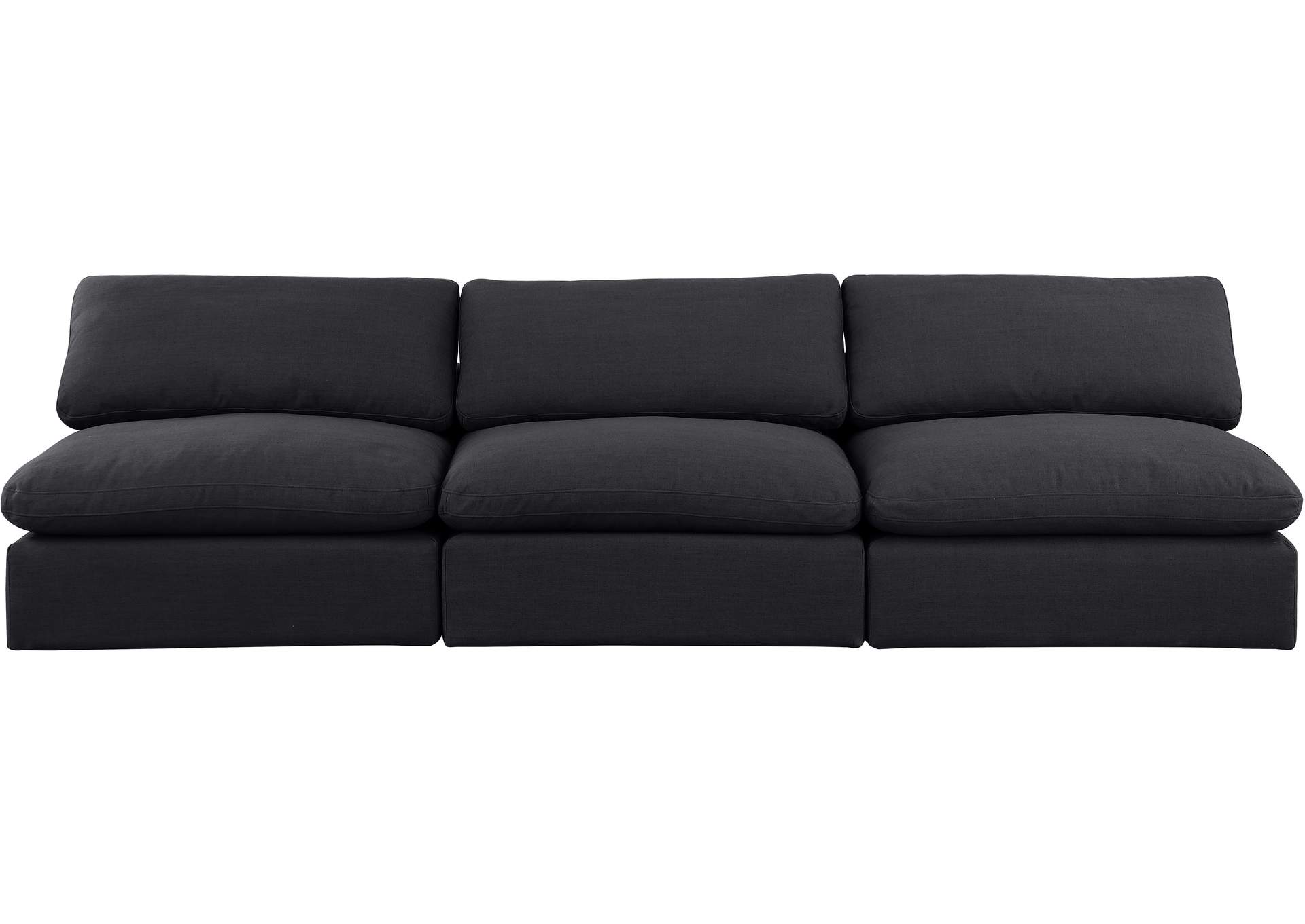 Comfy Black Linen Textured Fabric Modular Sofa,Meridian Furniture