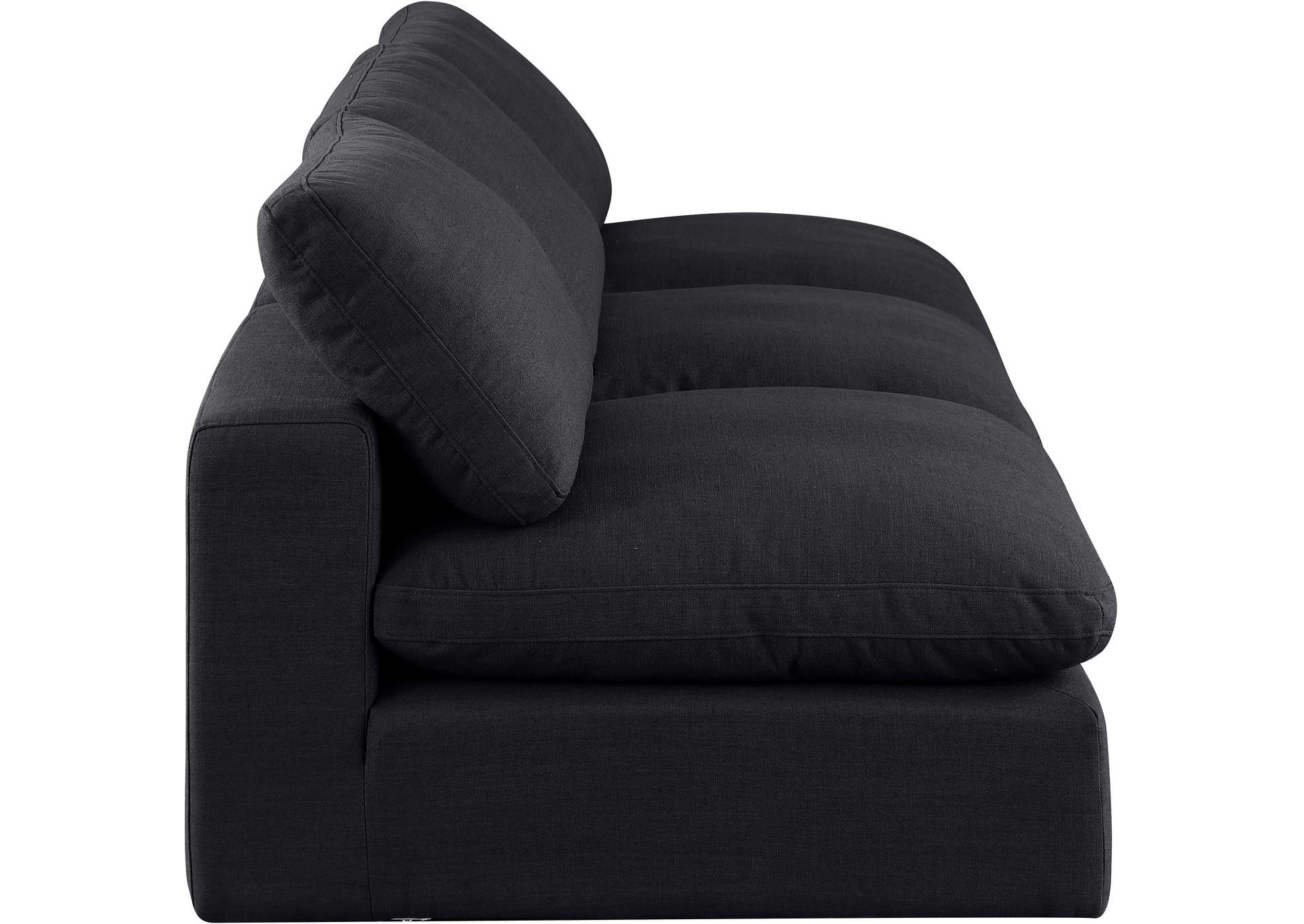 Comfy Black Linen Textured Fabric Modular Sofa,Meridian Furniture