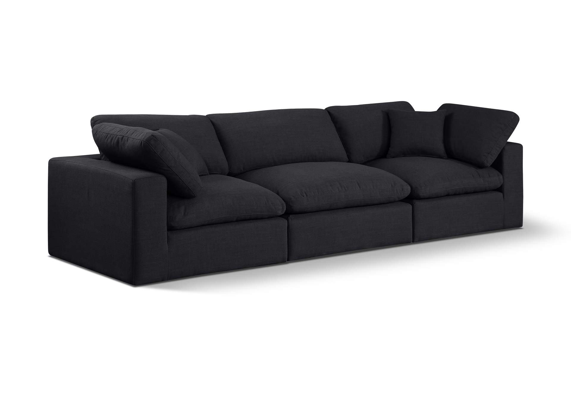 Comfy Black Linen Textured Fabric Modular Sofa,Meridian Furniture