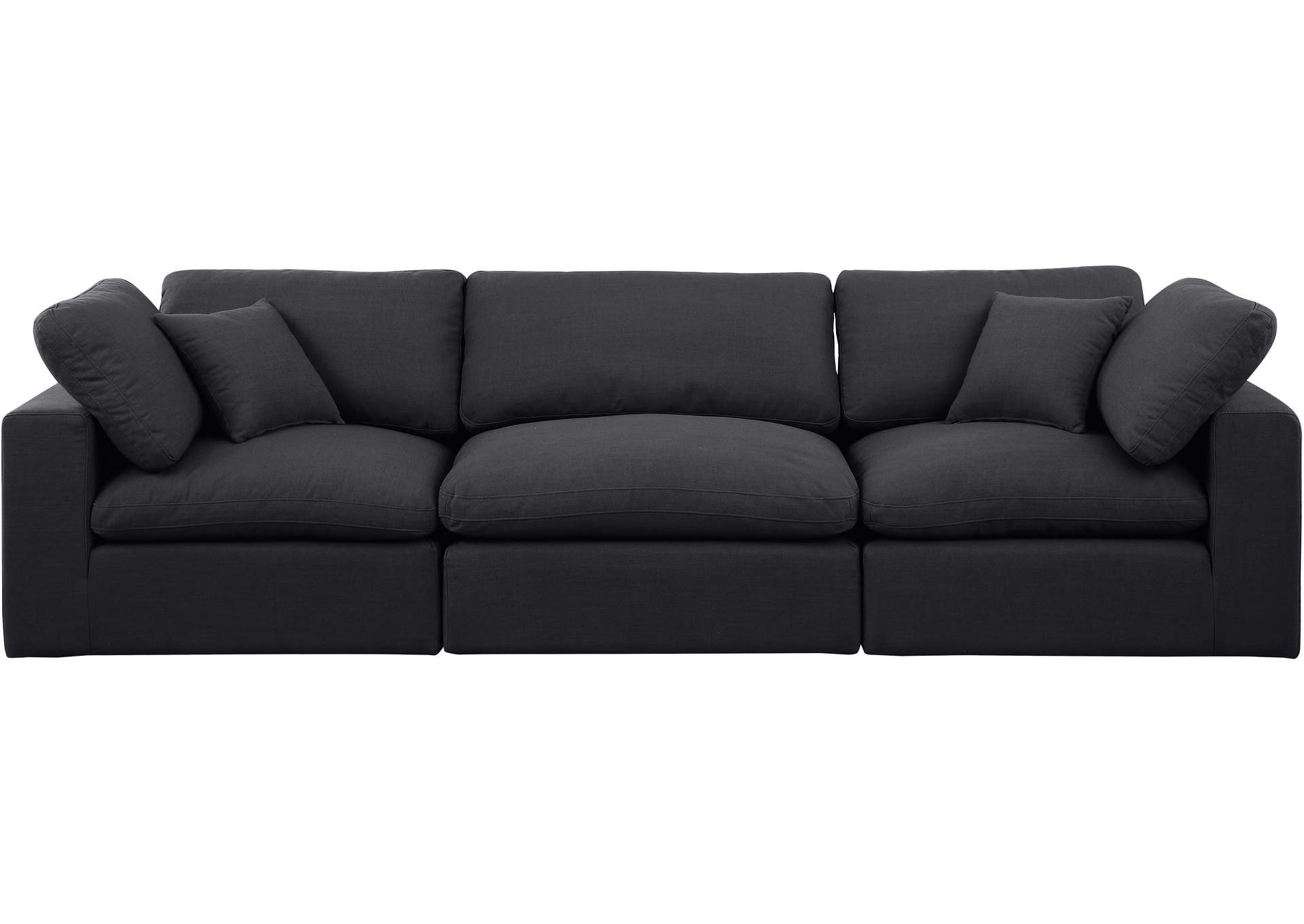 Comfy Black Linen Textured Fabric Modular Sofa,Meridian Furniture