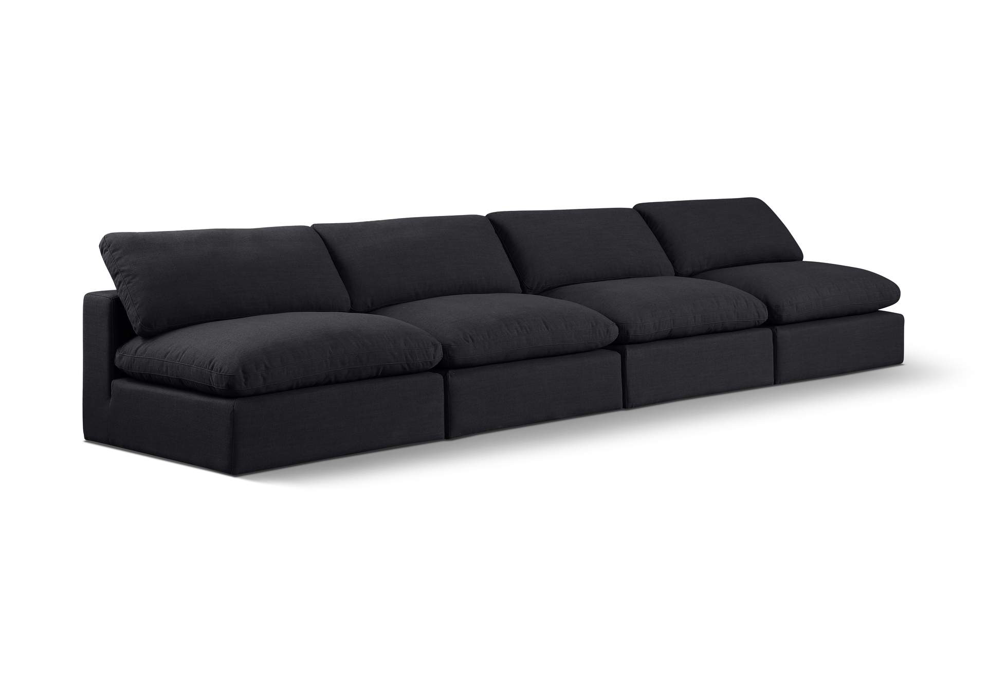 Comfy Black Linen Textured Fabric Modular Sofa,Meridian Furniture