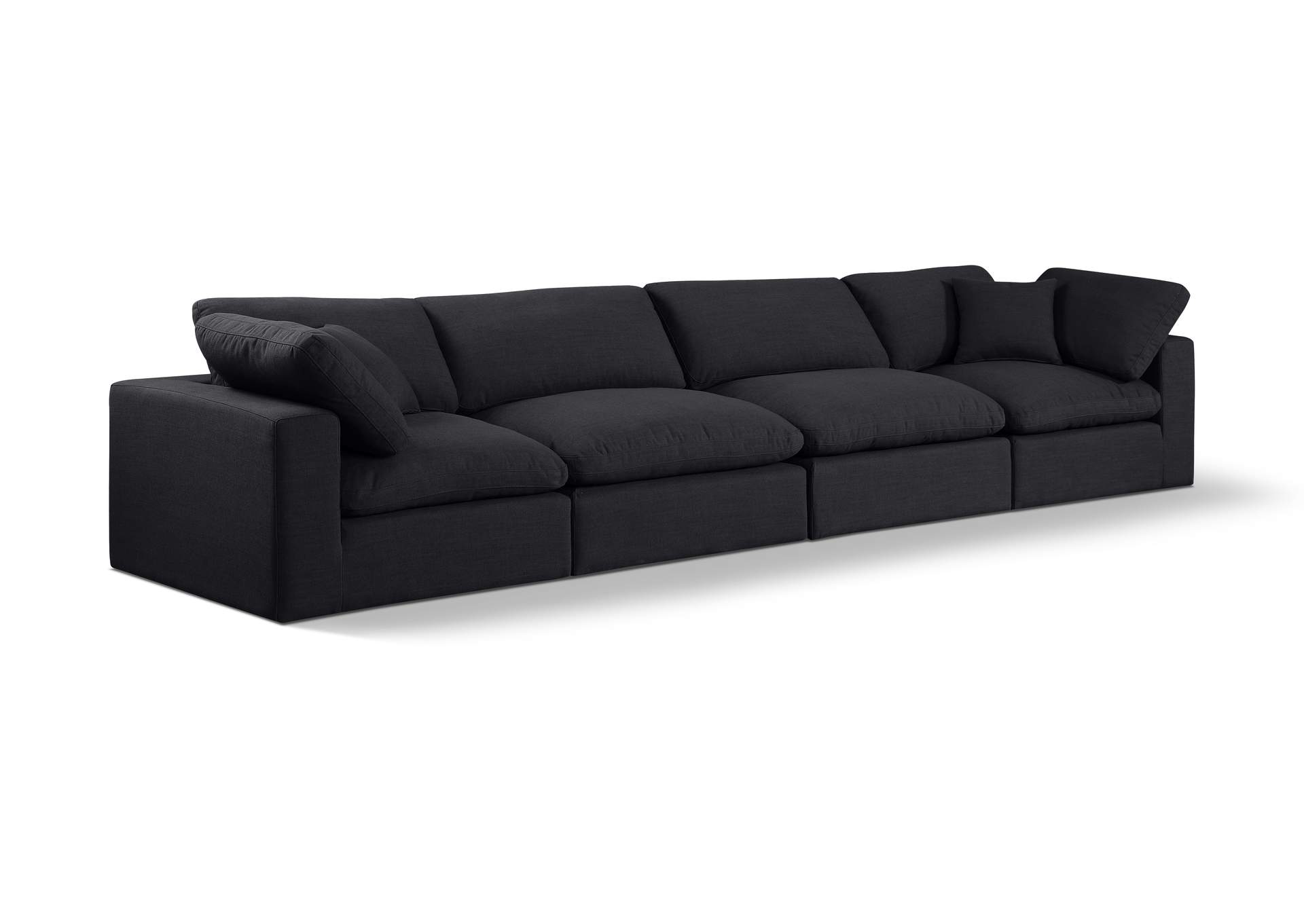 Comfy Black Linen Textured Fabric Modular Sofa,Meridian Furniture