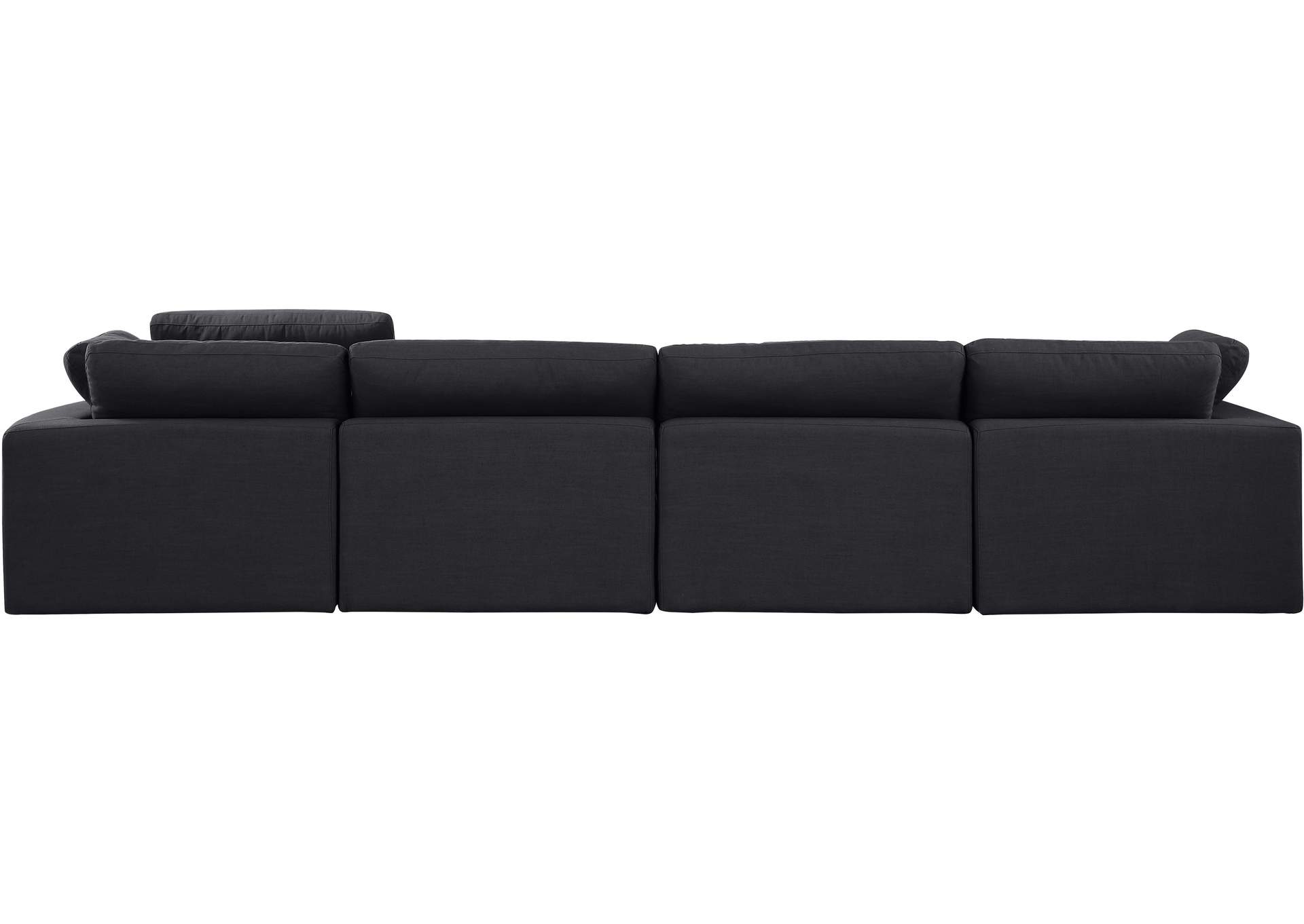 Comfy Black Linen Textured Fabric Modular Sofa,Meridian Furniture