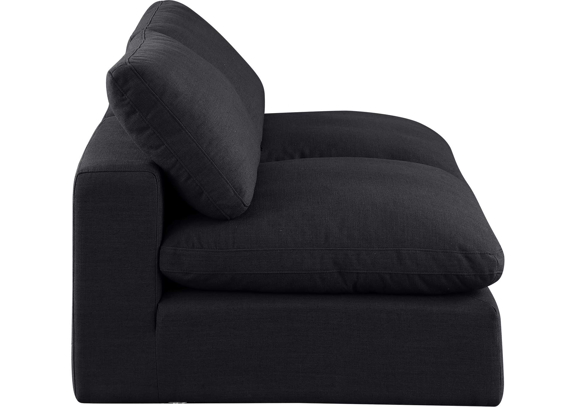 Comfy Black Linen Textured Fabric Modular Sofa,Meridian Furniture