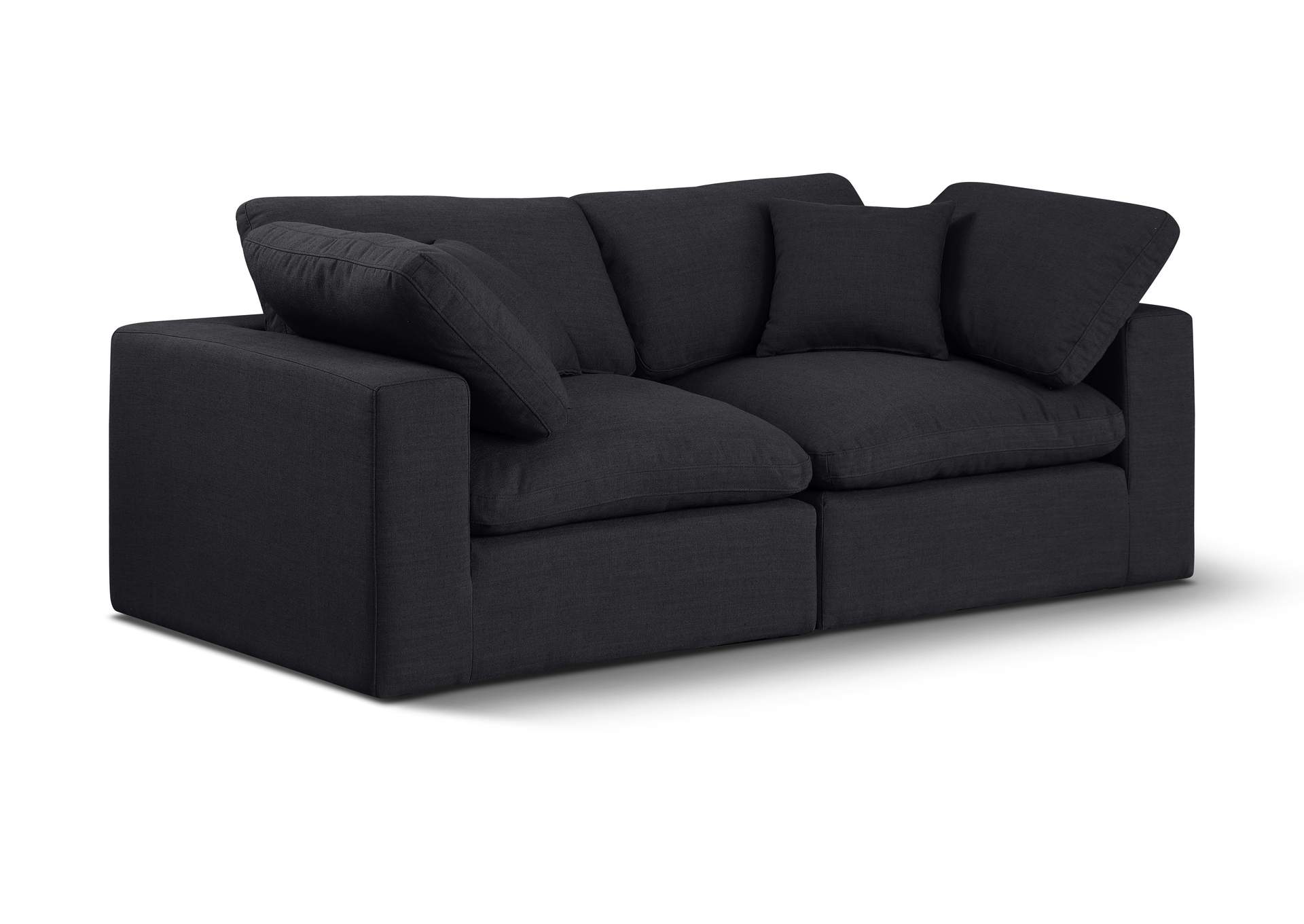 Comfy Black Linen Textured Fabric Modular Sofa,Meridian Furniture